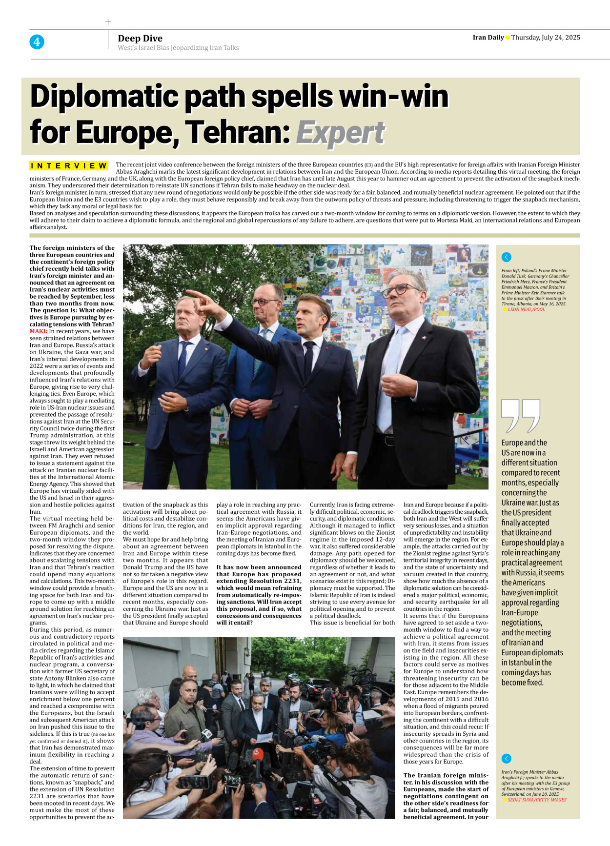 Iran Daily - Number Seven Thousand Eight Hundred and Eighty Seven - 24 July 2025 - Page 4