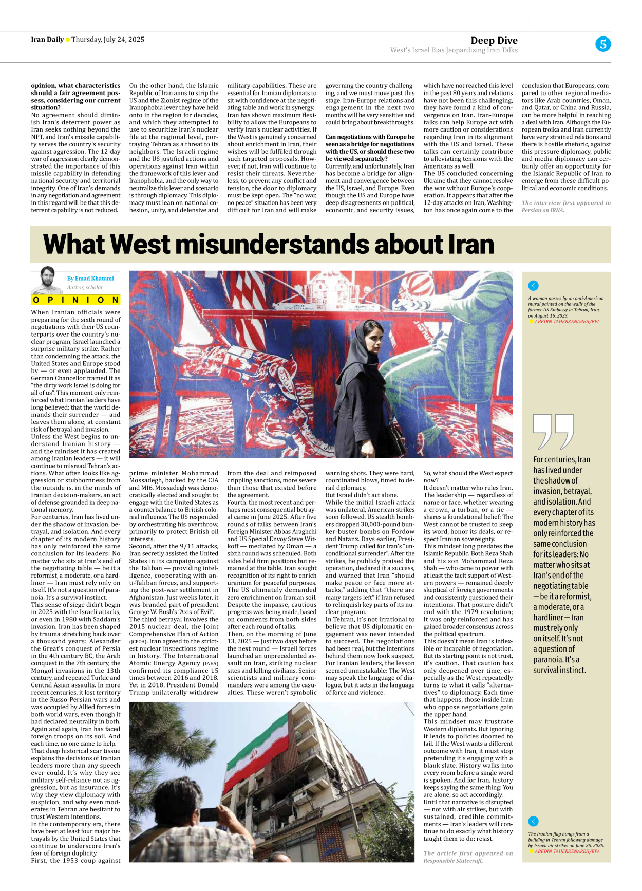 Iran Daily - Number Seven Thousand Eight Hundred and Eighty Seven - 24 July 2025 - Page 5