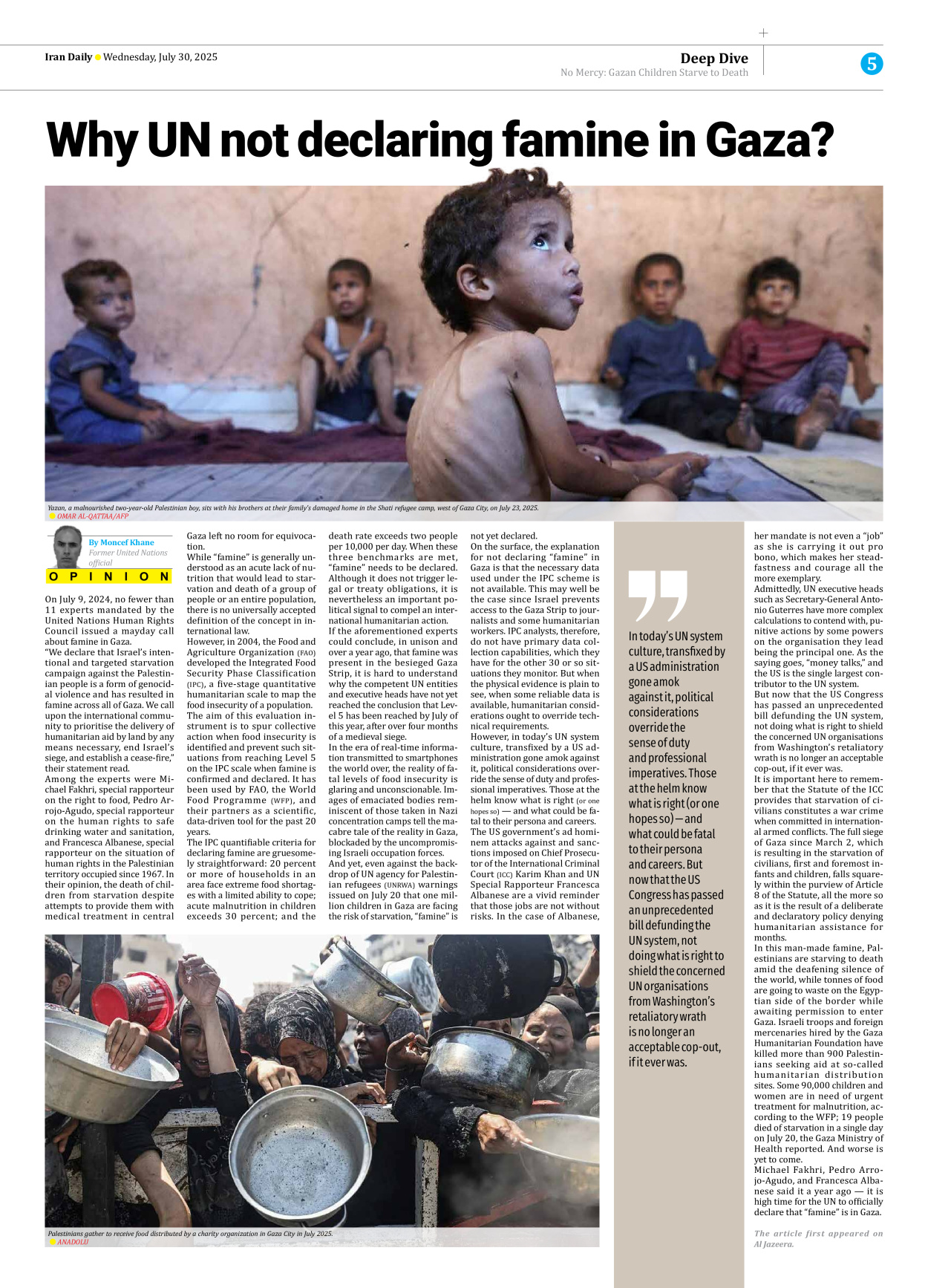 Iran Daily - Number Seven Thousand Eight Hundred and Ninety Two - 30 July 2025 - Page 5