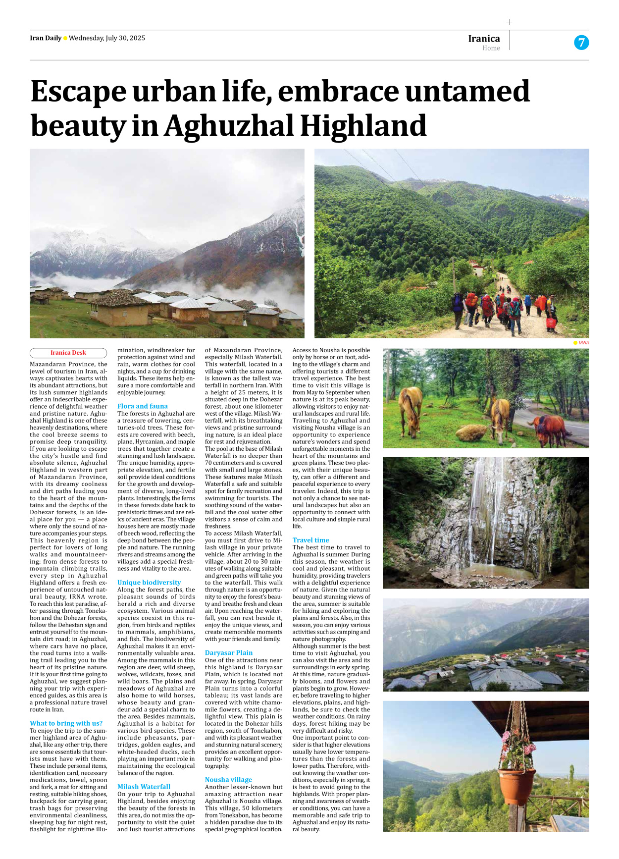 Iran Daily - Number Seven Thousand Eight Hundred and Ninety Two - 30 July 2025 - Page 7