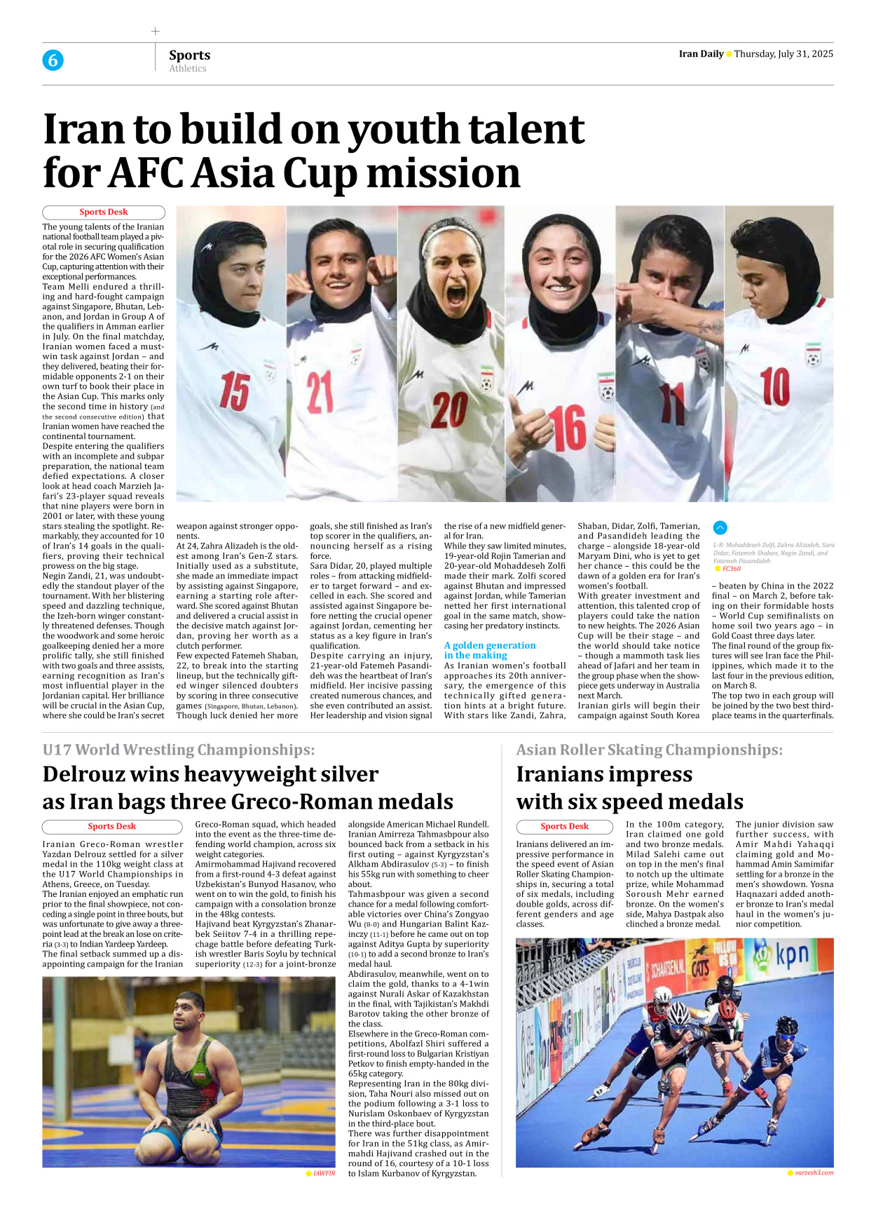 Iran Daily - Number Seven Thousand Eight Hundred and Ninety Three - 31 July 2025 - Page 6