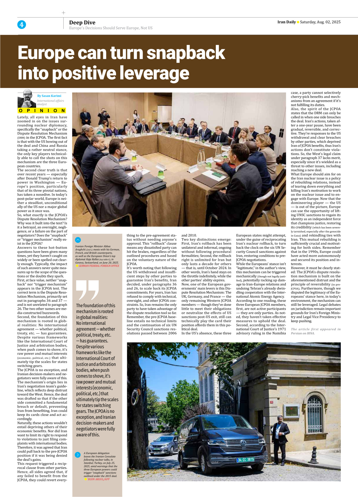 Iran Daily - Number Seven Thousand Eight Hundred and Ninety Four - 02 August 2025 - Page 4