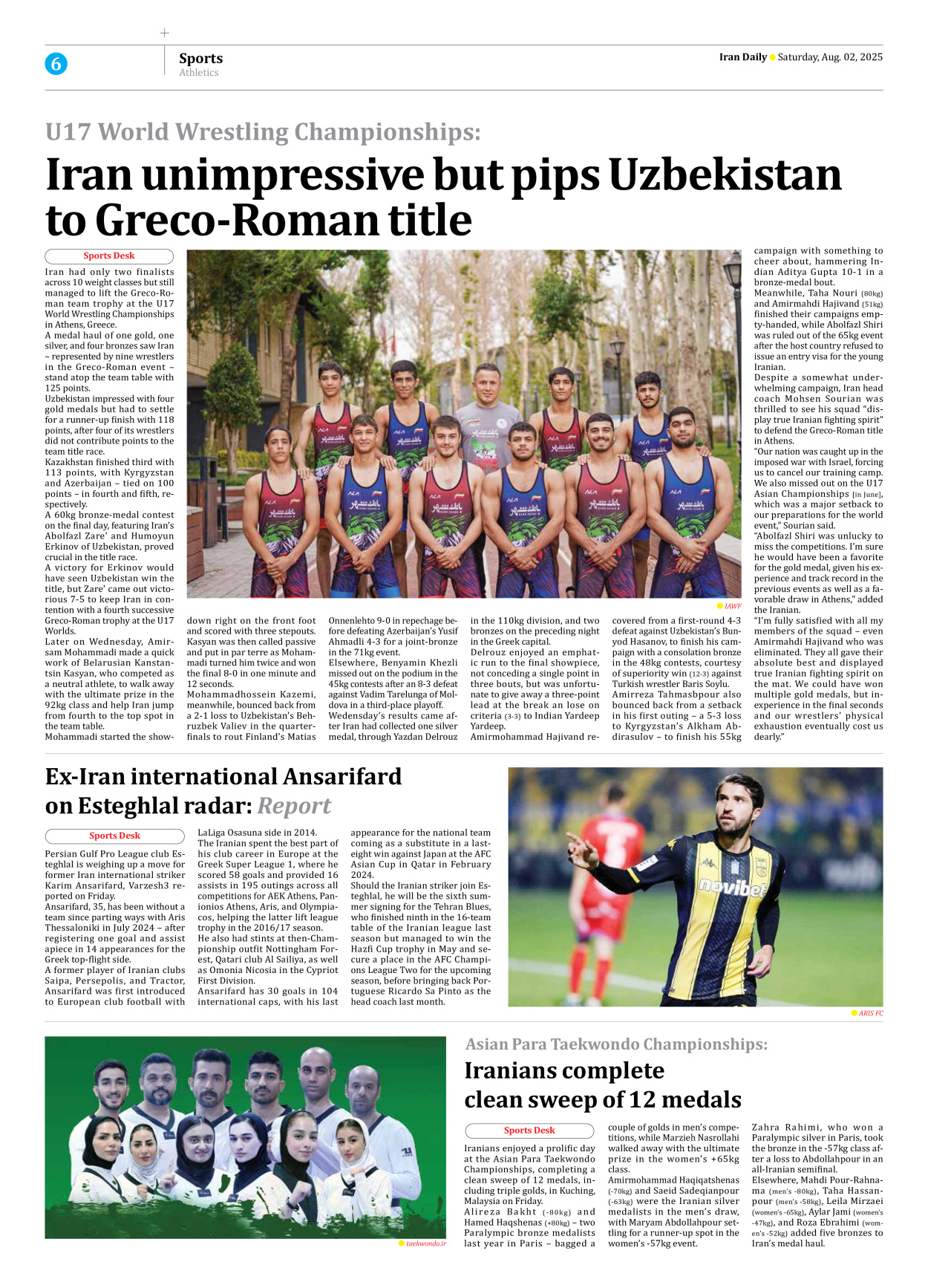 Iran Daily - Number Seven Thousand Eight Hundred and Ninety Four - 02 August 2025 - Page 6