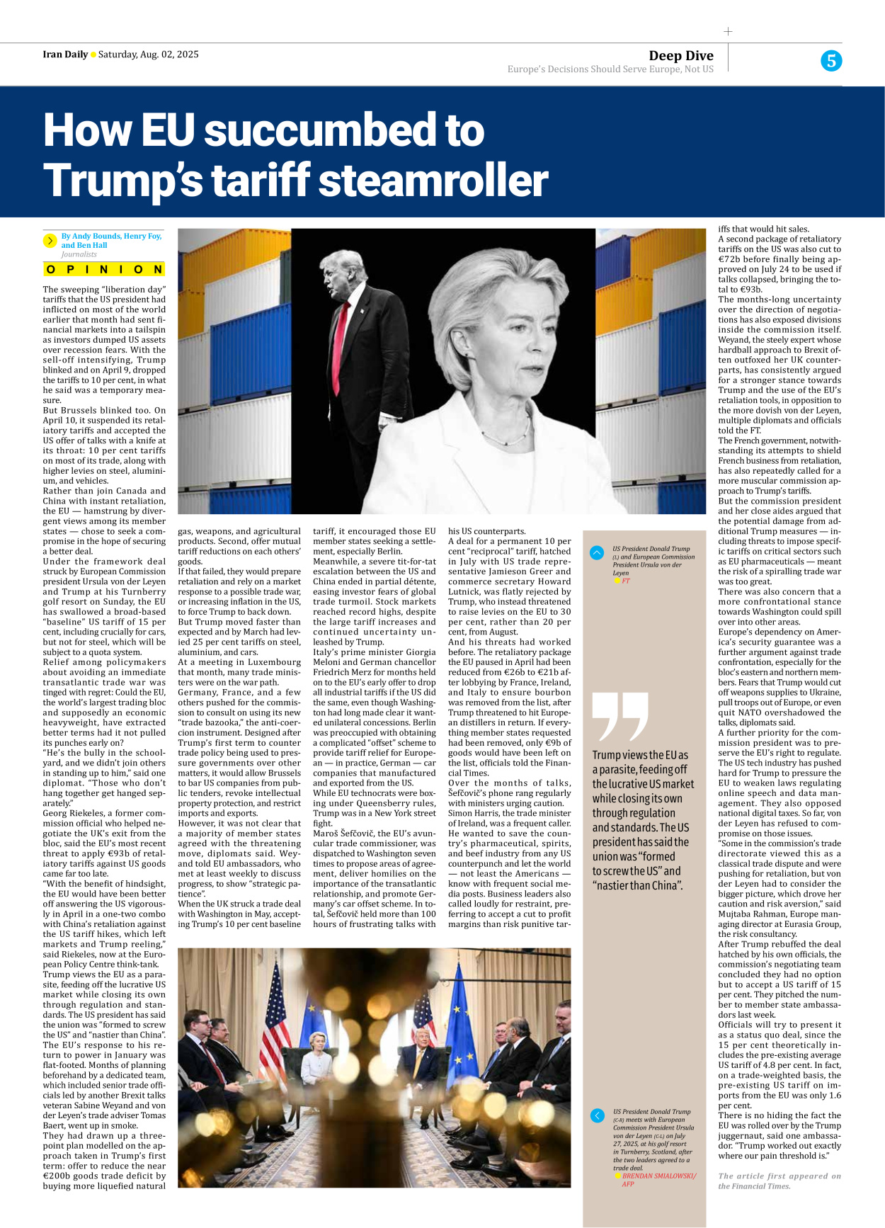 Iran Daily - Number Seven Thousand Eight Hundred and Ninety Four - 02 August 2025 - Page 5