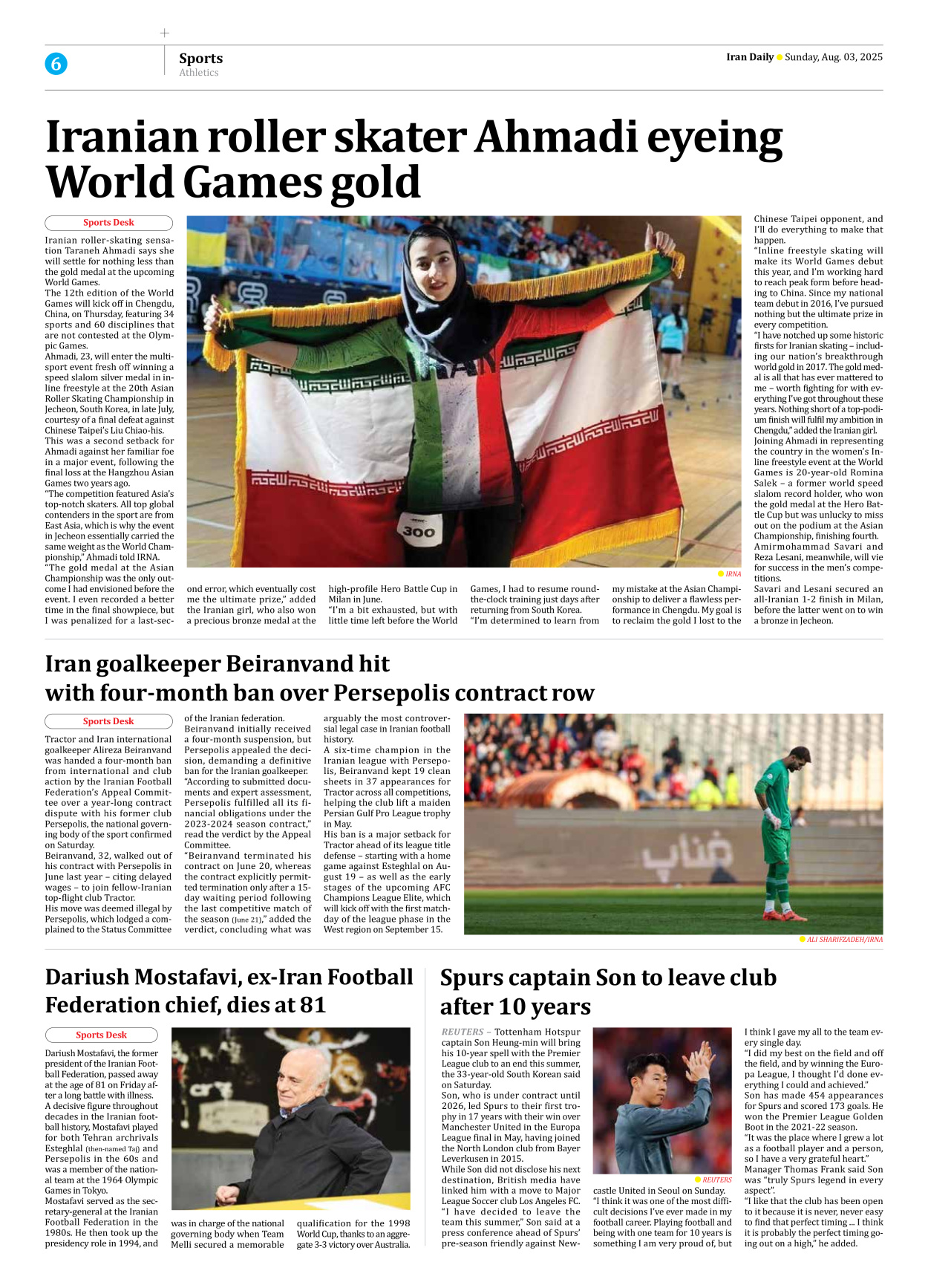 Iran Daily - Number Seven Thousand Eight Hundred and Ninety Five - 03 August 2025 - Page 6
