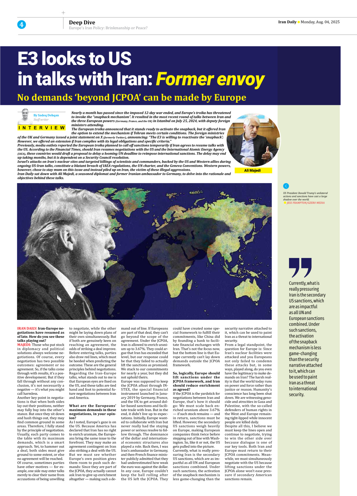 Iran Daily - Number Seven Thousand Eight Hundred and Ninety Six - 04 August 2025 - Page 4