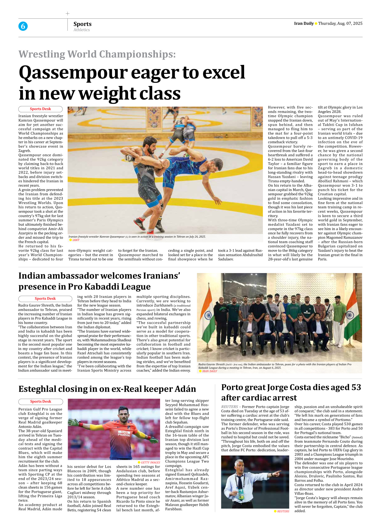 Iran Daily - Number Seven Thousand Eight Hundred and Ninety Nine - 07 August 2025 - Page 6