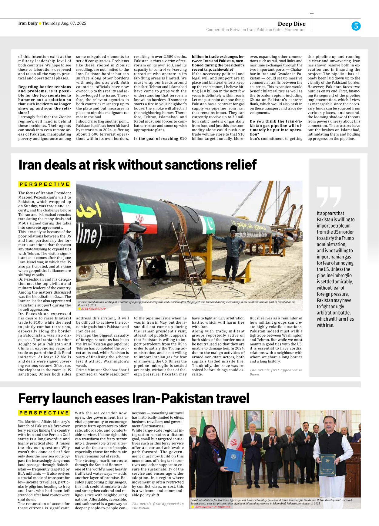 Iran Daily - Number Seven Thousand Eight Hundred and Ninety Nine - 07 August 2025 - Page 5