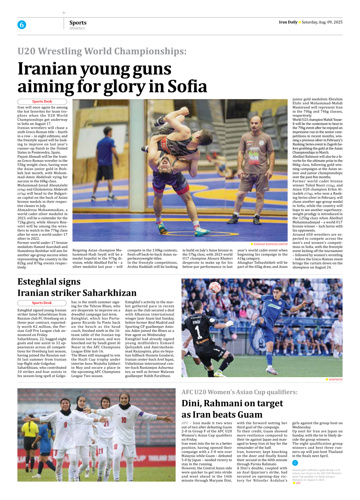 Iran Daily - Number Seven Thousand Nine Hundred - 09 August 2025 - Page 6