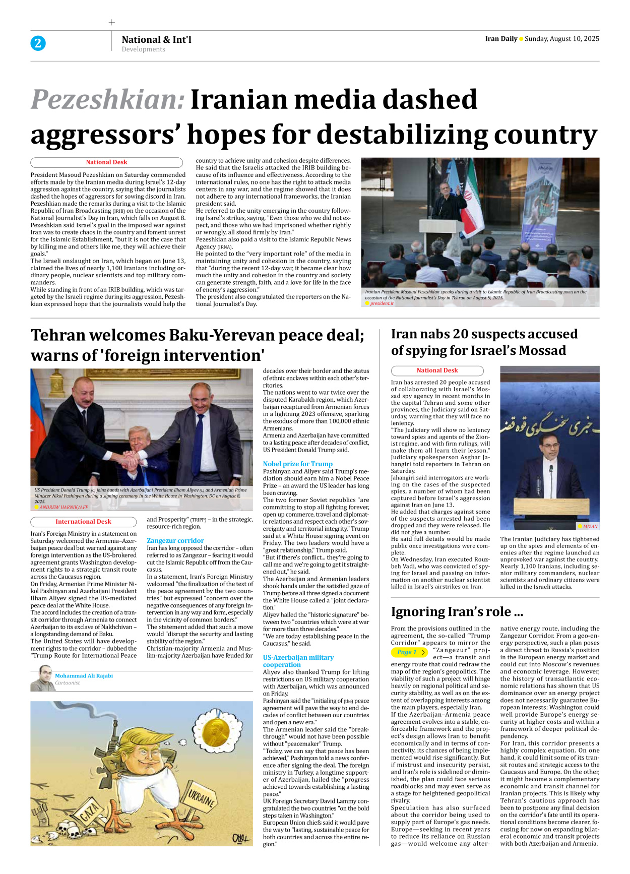 Iran Daily - Number Seven Thousand Nine Hundred and One - 10 August 2025 - Page 2