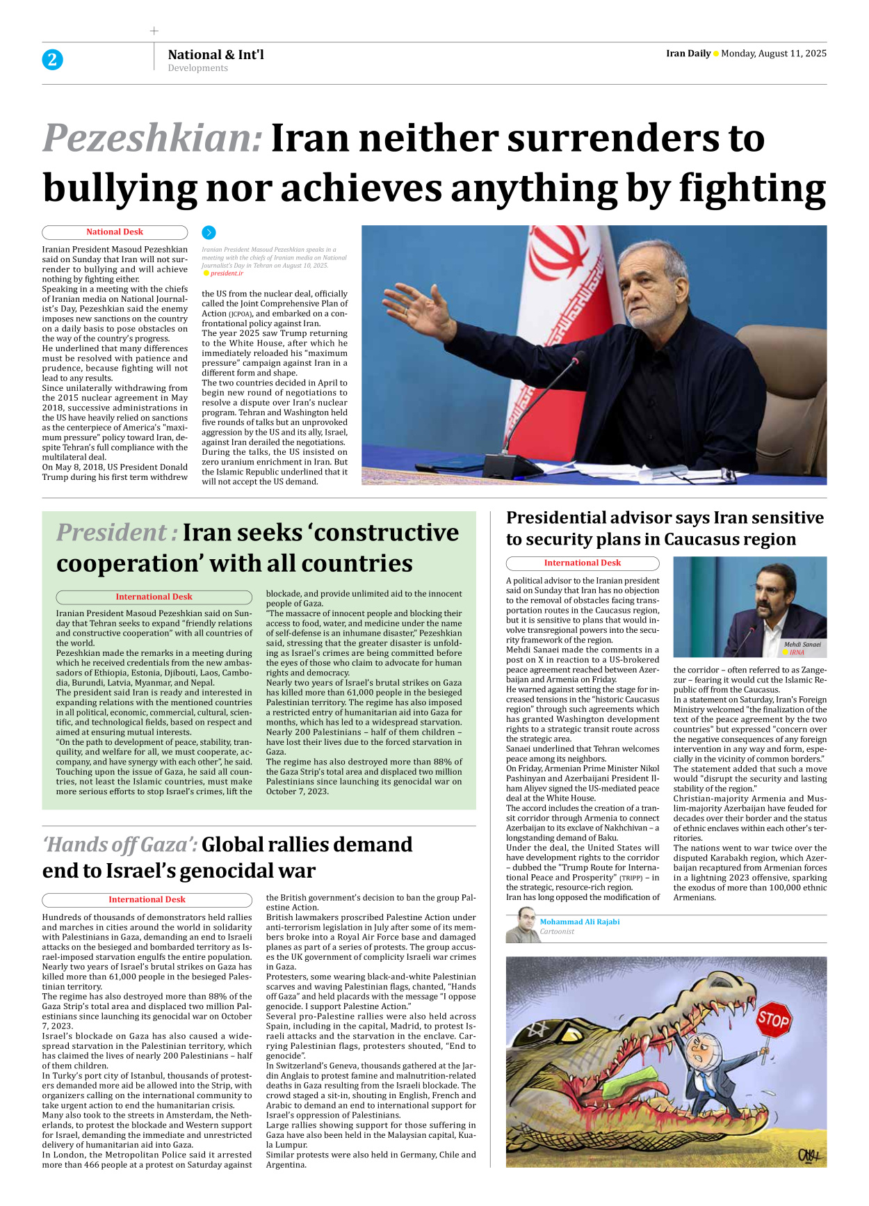 Iran Daily - Number Seven Thousand Nine Hundred and Two - 11 August 2025 - Page 2