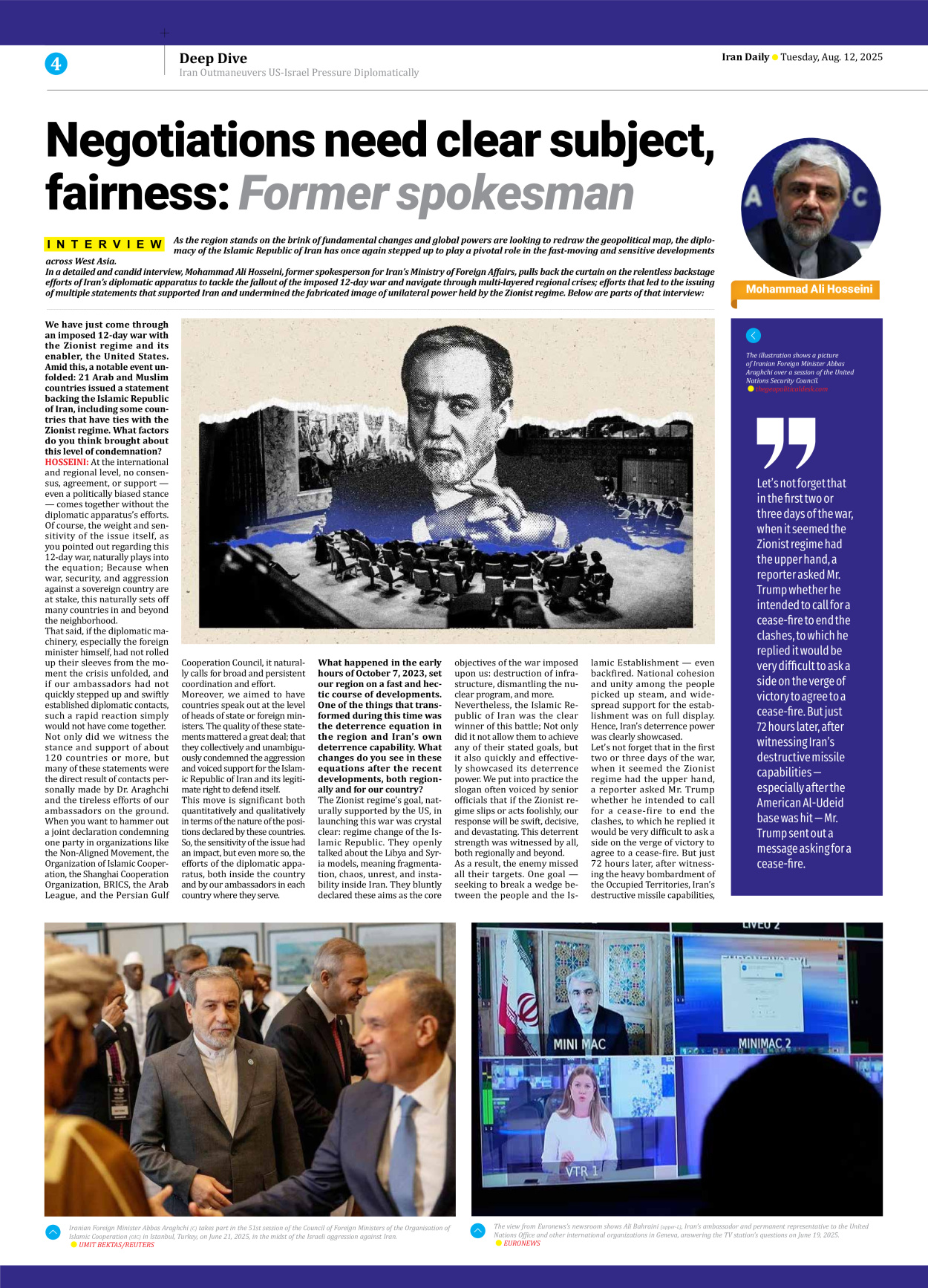 Iran Daily - Number Seven Thousand Nine Hundred and Three - 12 August 2025 - Page 4