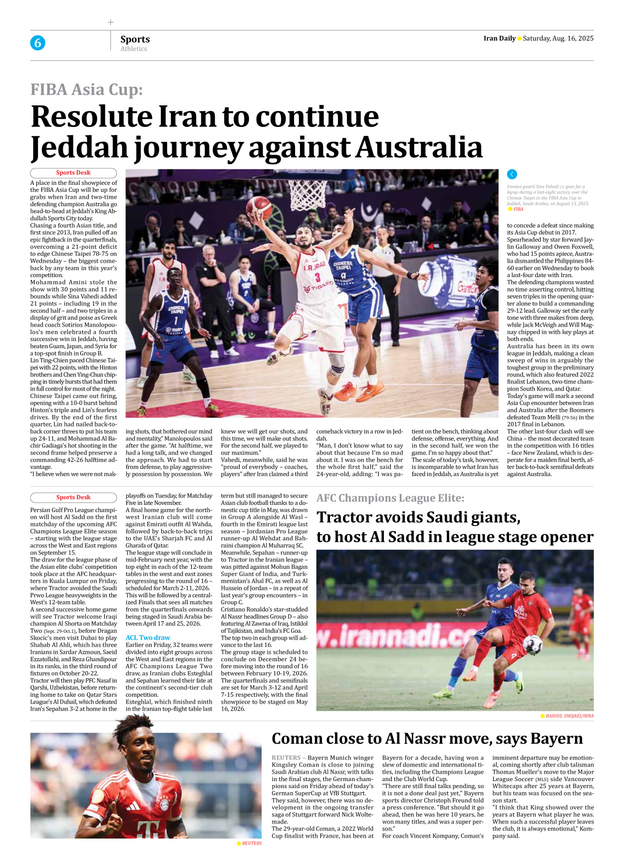 Iran Daily - Number Seven Thousand Nine Hundred and Five - 16 August 2025 - Page 6