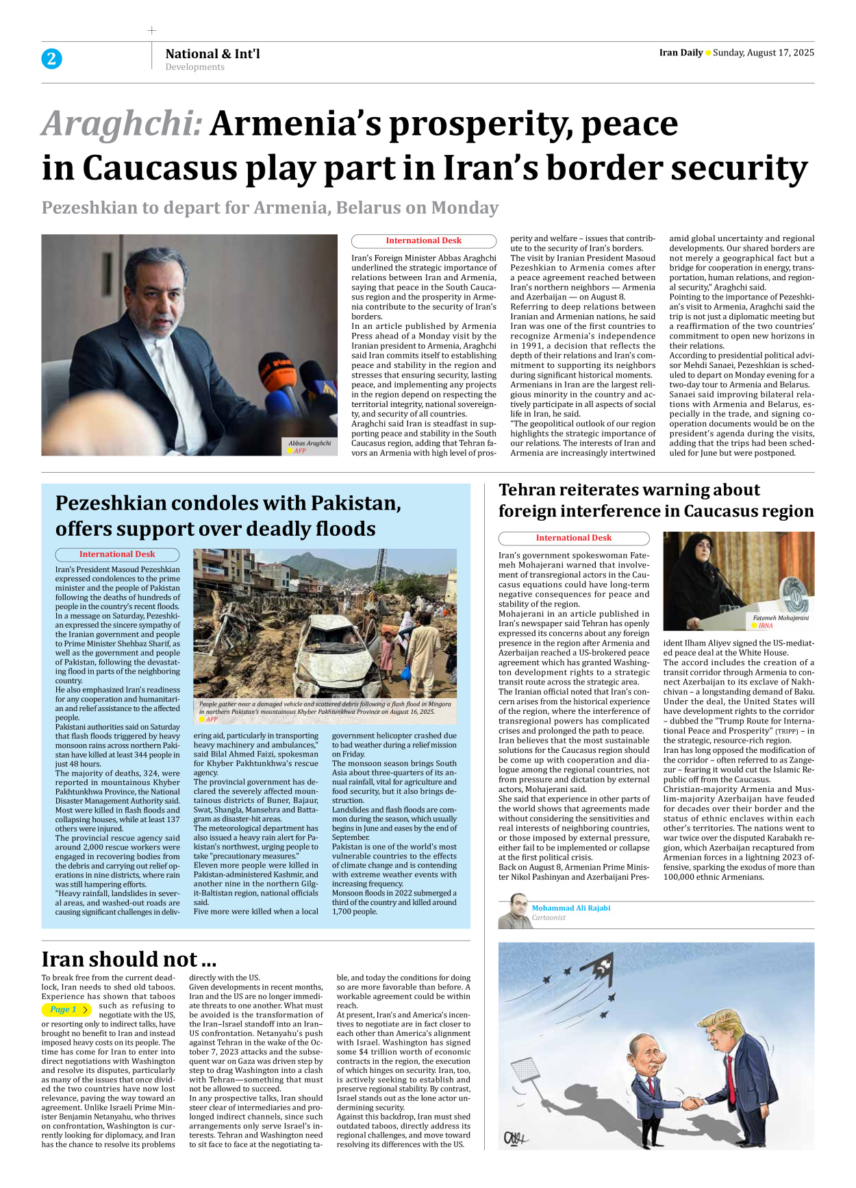 Iran Daily - Number Seven Thousand Nine Hundred and Six - 17 August 2025 - Page 2