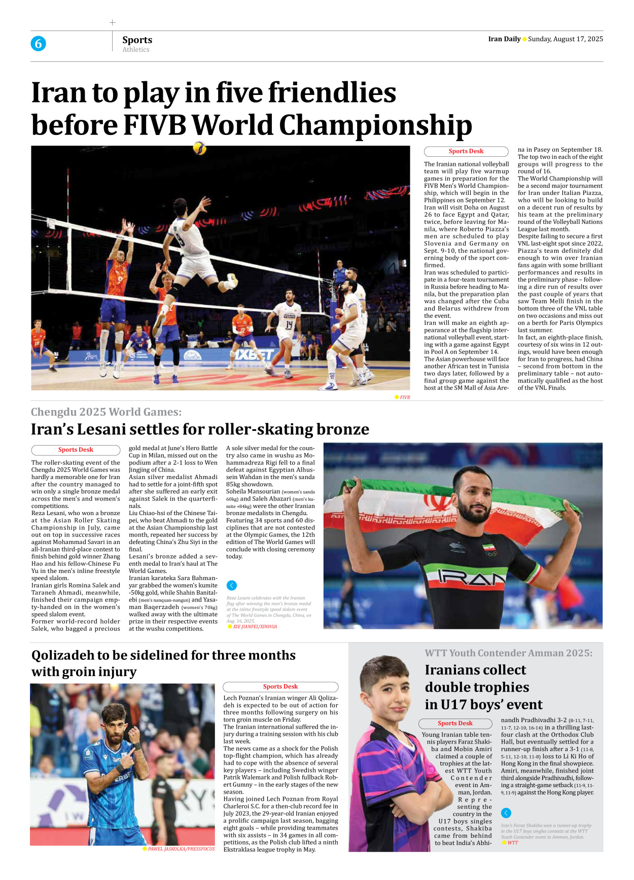 Iran Daily - Number Seven Thousand Nine Hundred and Six - 17 August 2025 - Page 6