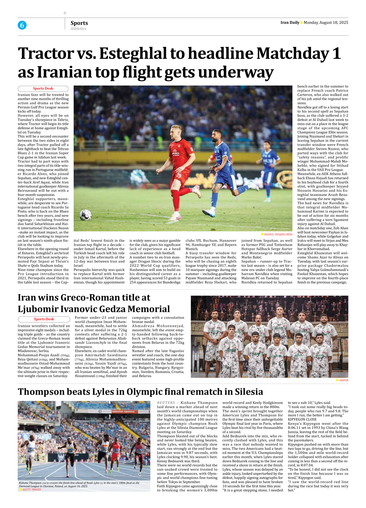 Iran Daily - Number Seven Thousand Nine Hundred and Seven - 18 August 2025 - Page 6