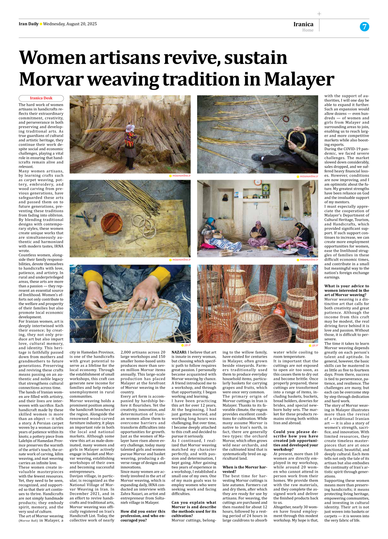 Iran Daily - Number Seven Thousand Nine Hundred and Nine - 20 August 2025 - Page 7