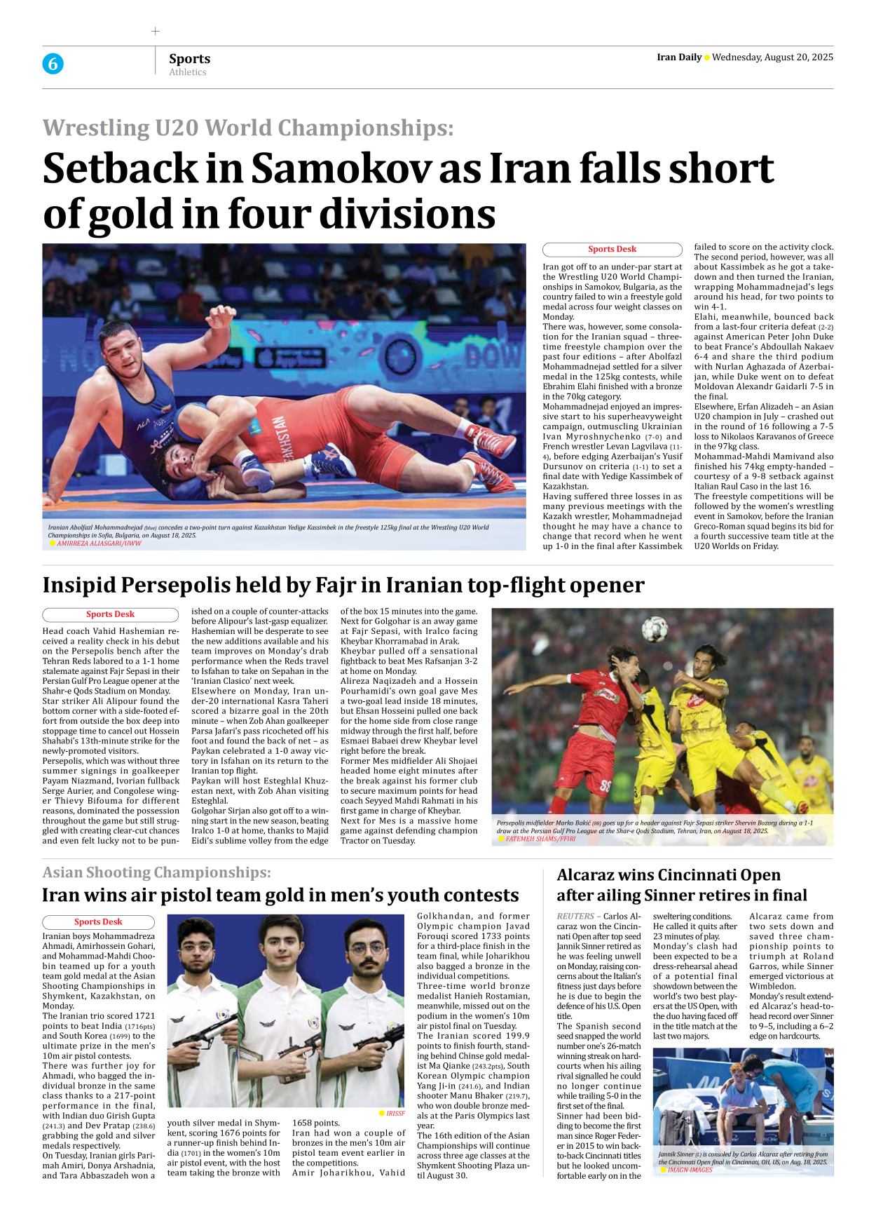 Iran Daily - Number Seven Thousand Nine Hundred and Nine - 20 August 2025 - Page 6