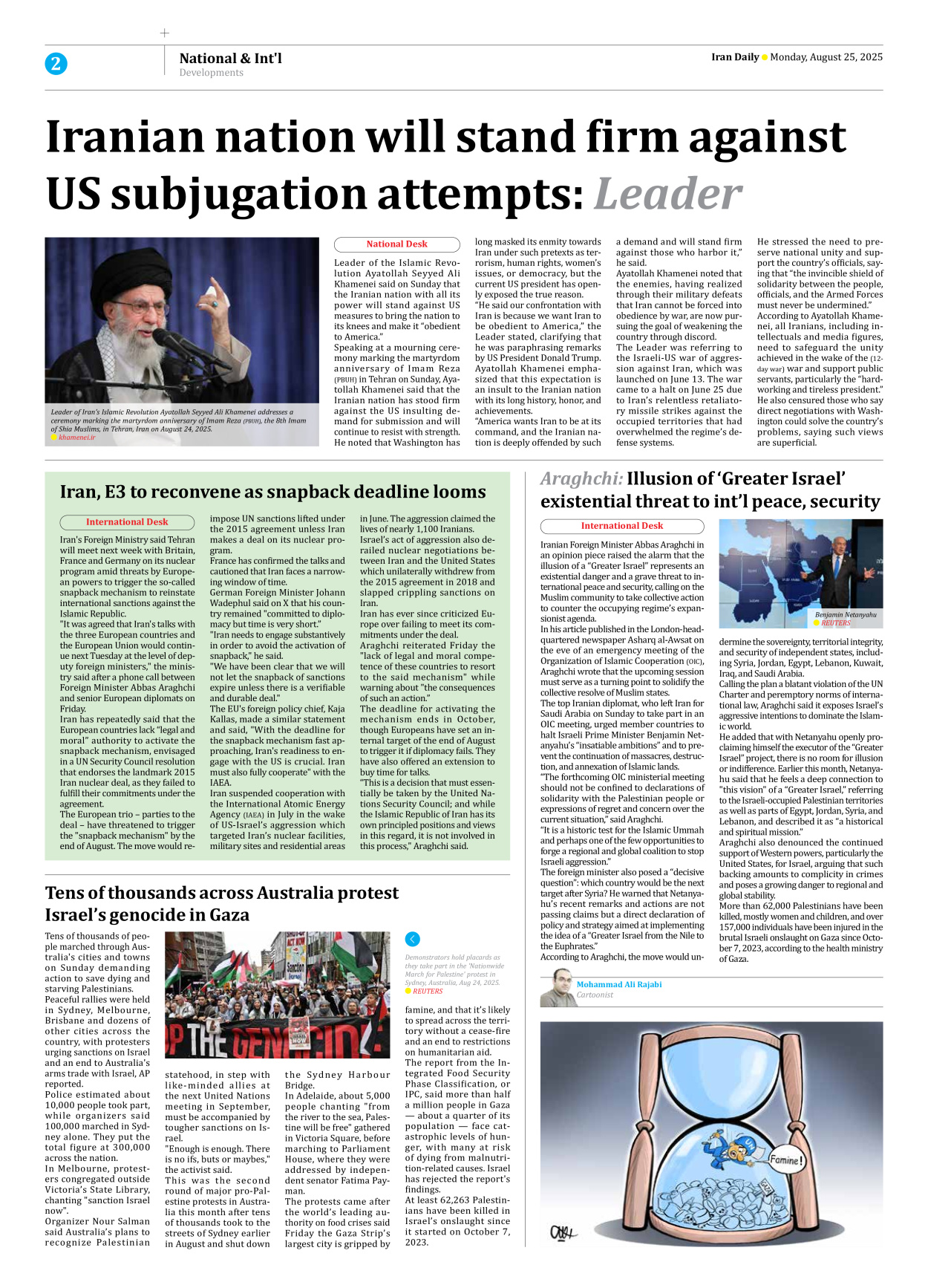 Iran Daily - Number Seven Thousand Nine Hundred and Eleven - 25 August 2025 - Page 2
