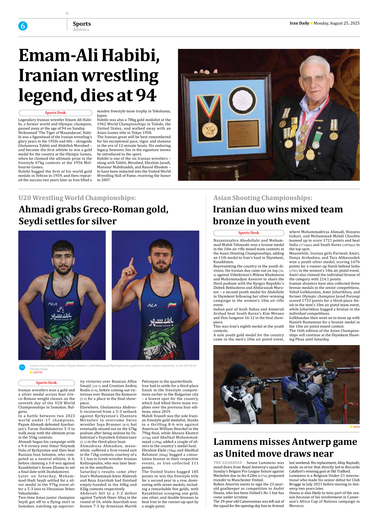 Iran Daily - Number Seven Thousand Nine Hundred and Eleven - 25 August 2025 - Page 6