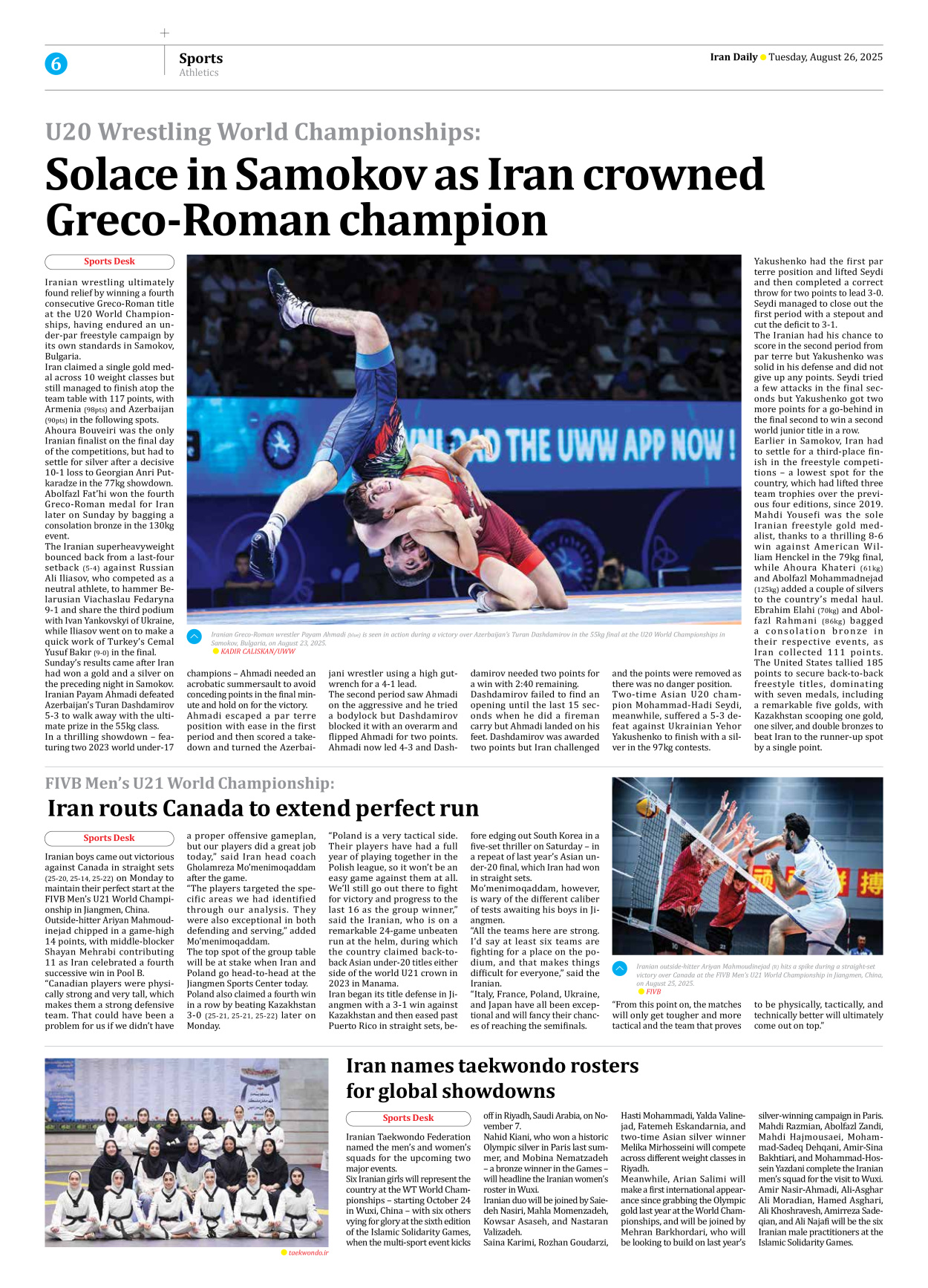 Iran Daily - Number Seven Thousand Nine Hundred and Twelve - 26 August 2025 - Page 6