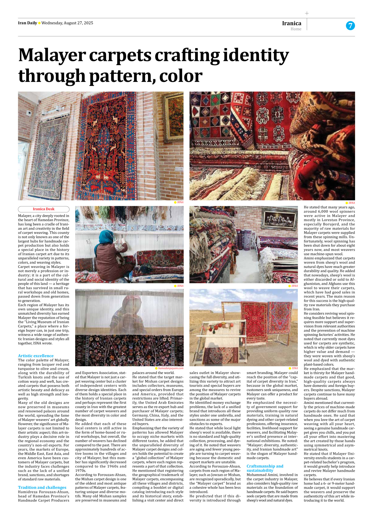 Iran Daily - Number Seven Thousand Nine Hundred and Thirteen - 27 August 2025 - Page 7