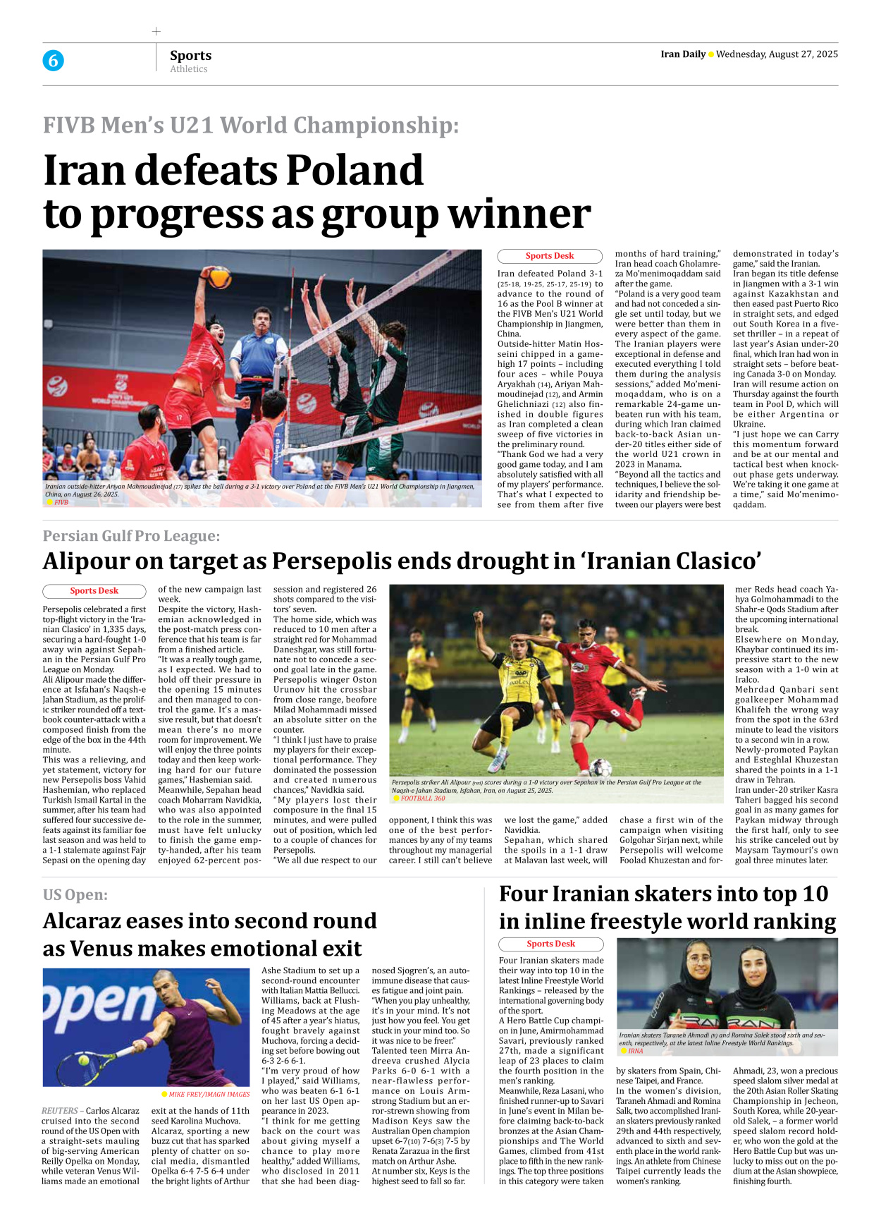 Iran Daily - Number Seven Thousand Nine Hundred and Thirteen - 27 August 2025 - Page 6
