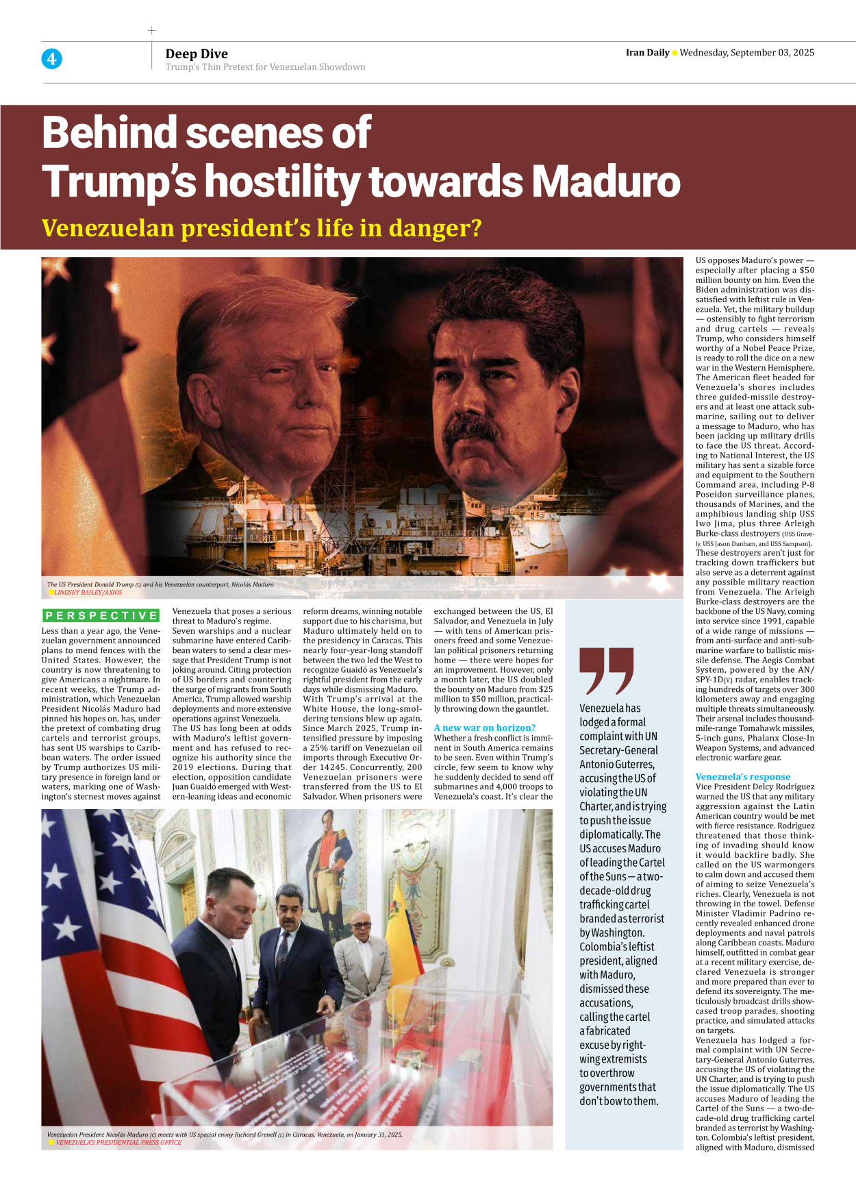 Iran Daily - Number Seven Thousand Nine Hundred and Eighteen - 03 September 2025 - Page 4