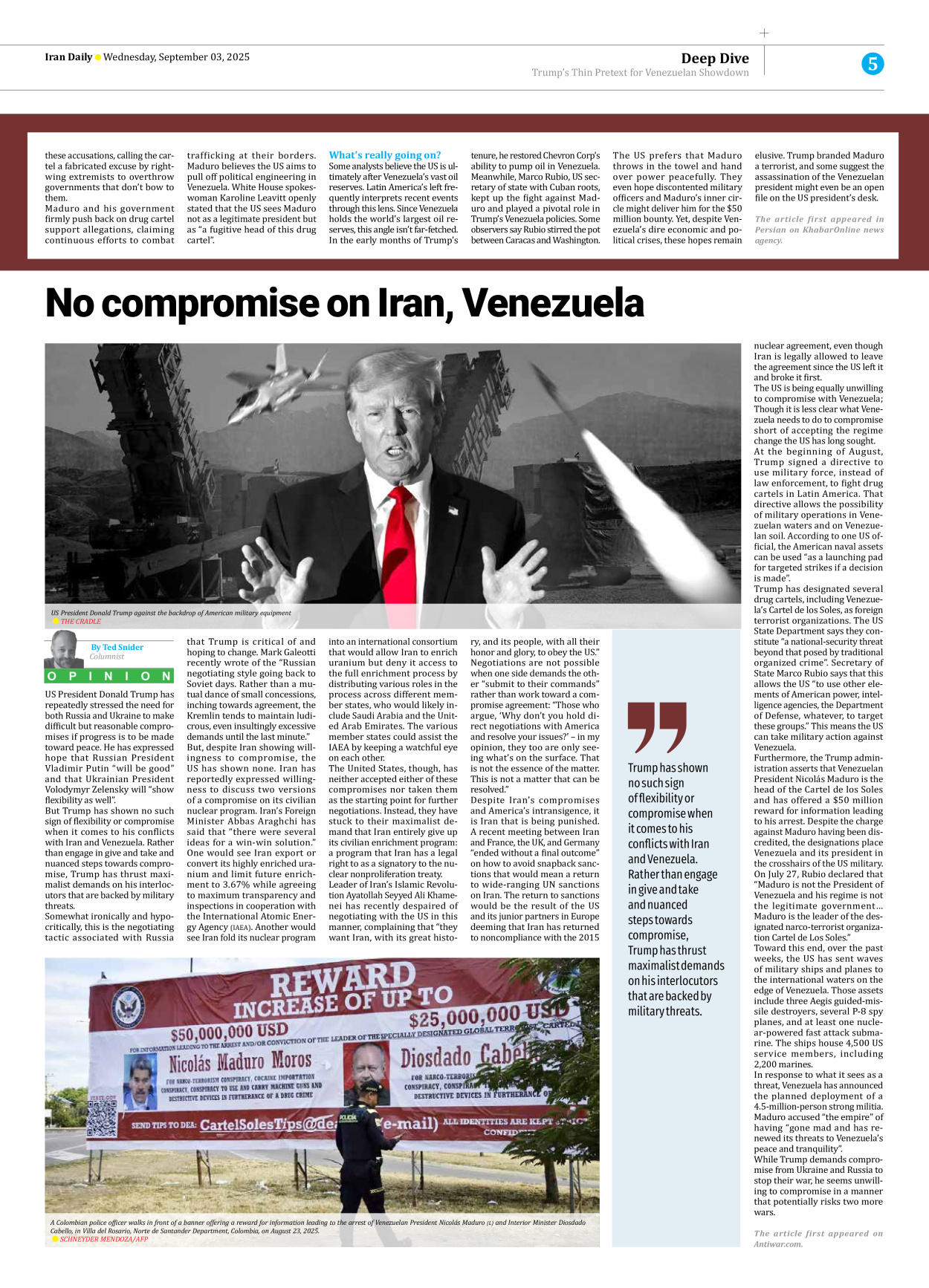 Iran Daily - Number Seven Thousand Nine Hundred and Eighteen - 03 September 2025 - Page 5