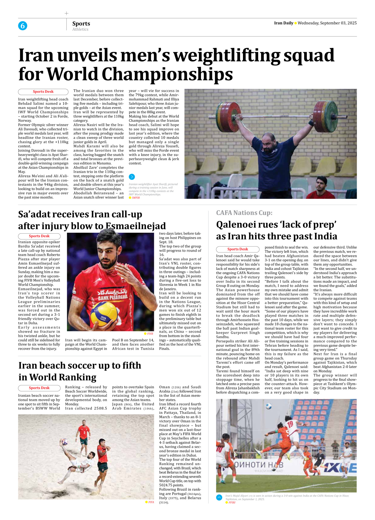 Iran Daily - Number Seven Thousand Nine Hundred and Eighteen - 03 September 2025 - Page 6