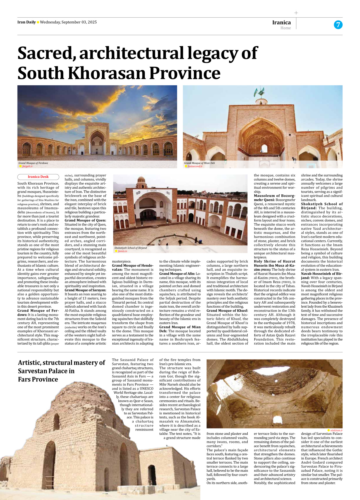 Iran Daily - Number Seven Thousand Nine Hundred and Eighteen - 03 September 2025 - Page 7
