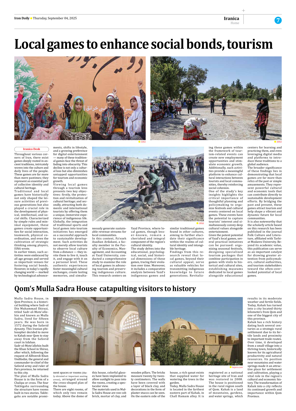 Iran Daily - Number Seven Thousand Nine Hundred and Nineteen - 04 September 2025 - Page 7