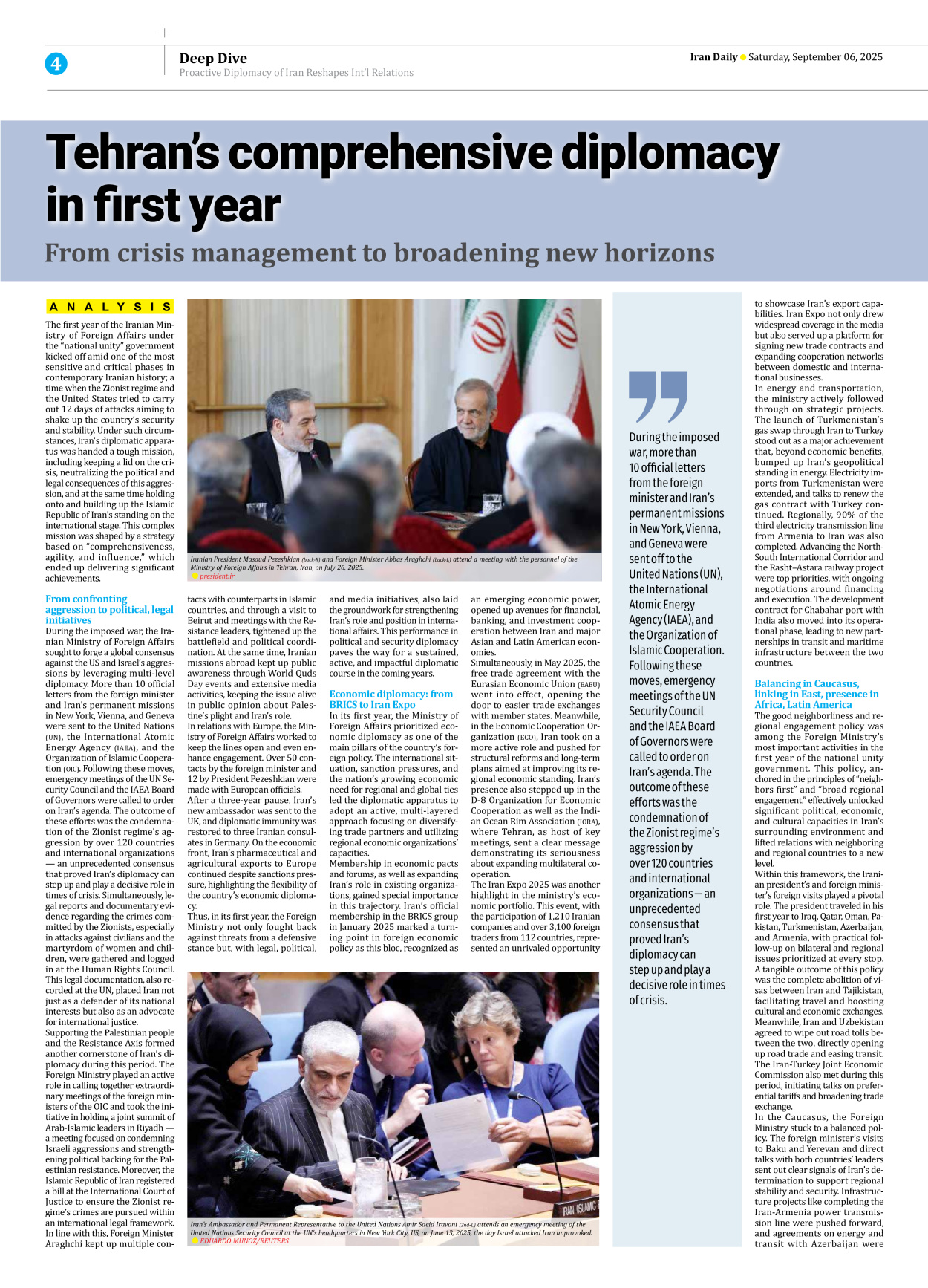 Iran Daily - Number Seven Thousand Nine Hundred and Twenty - 06 September 2025 - Page 4