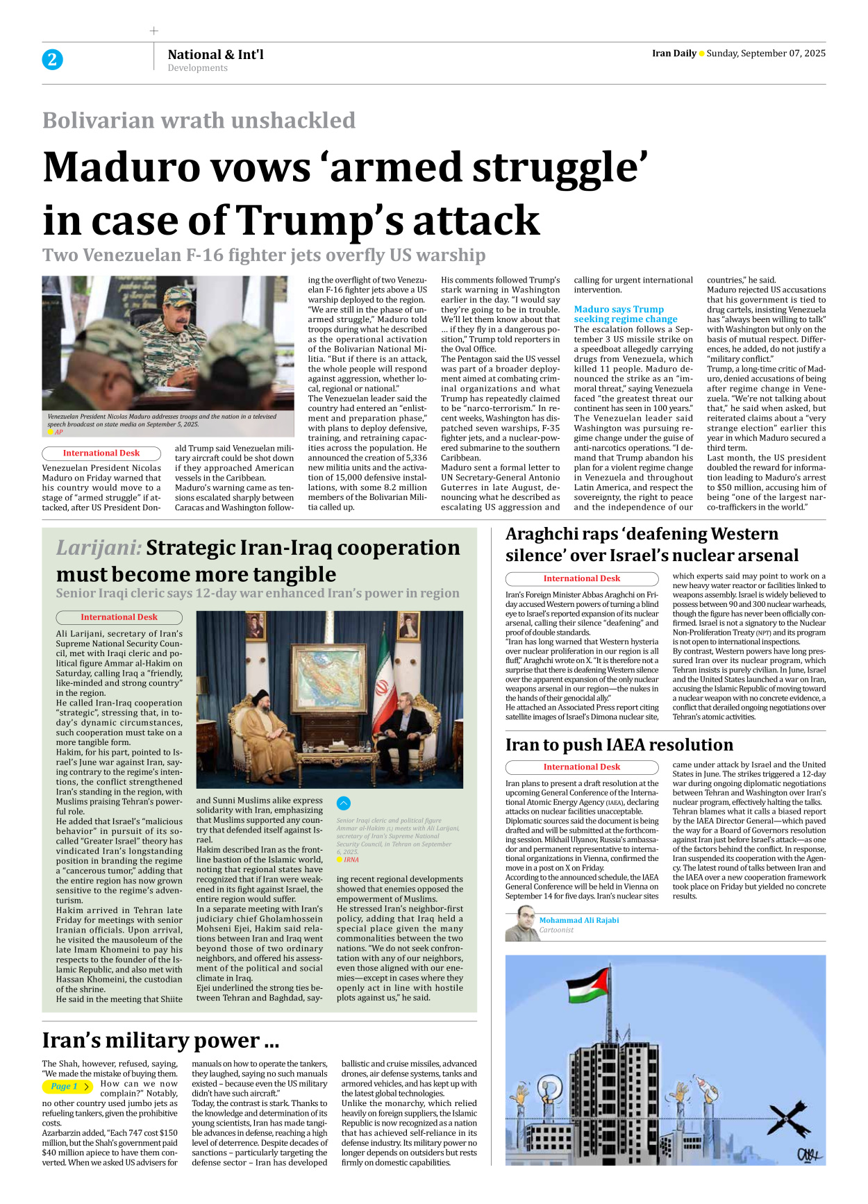 Iran Daily - Number Seven Thousand Nine Hundred and Twenty One - 07 September 2025 - Page 2