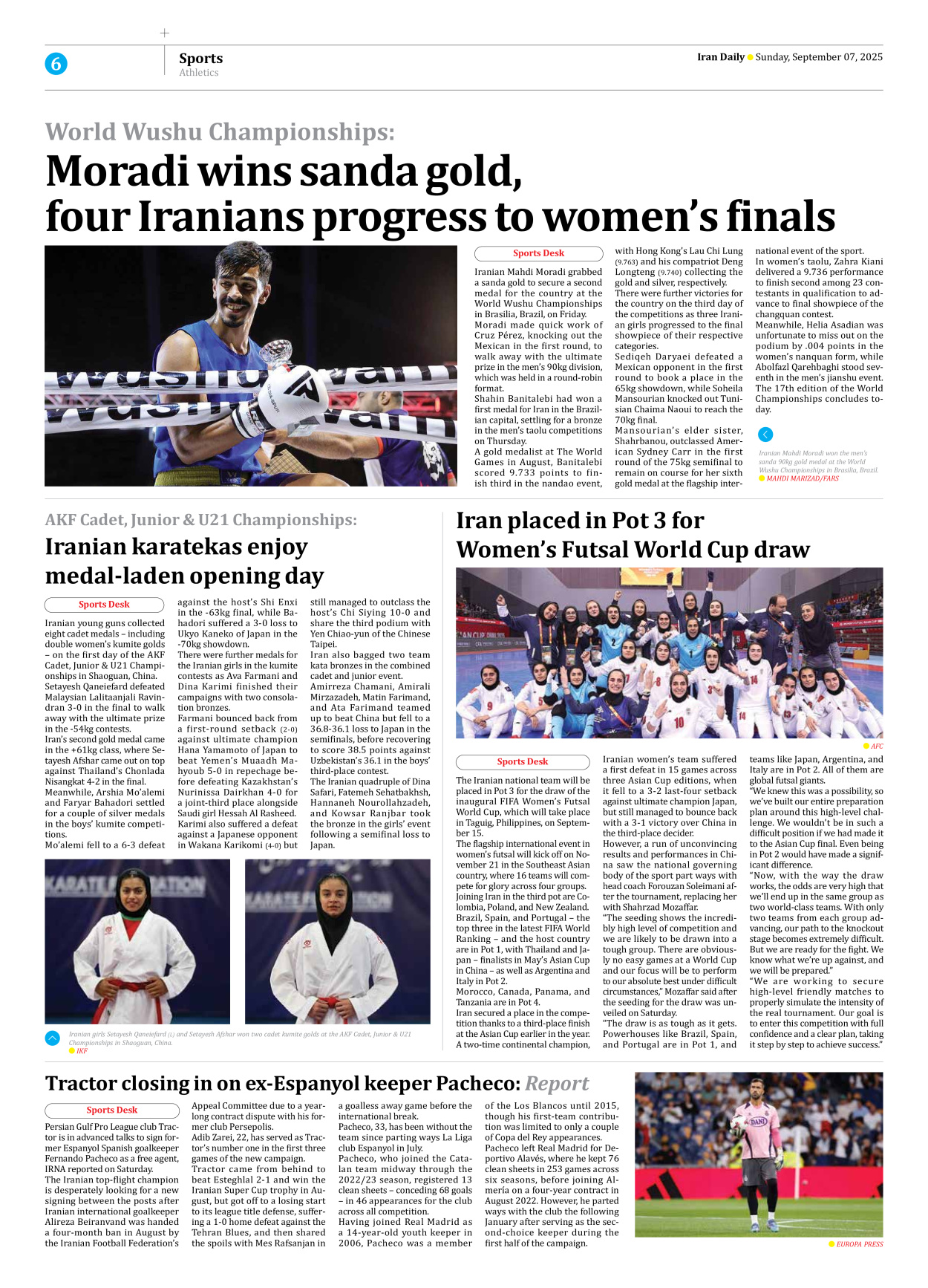 Iran Daily - Number Seven Thousand Nine Hundred and Twenty One - 07 September 2025 - Page 6
