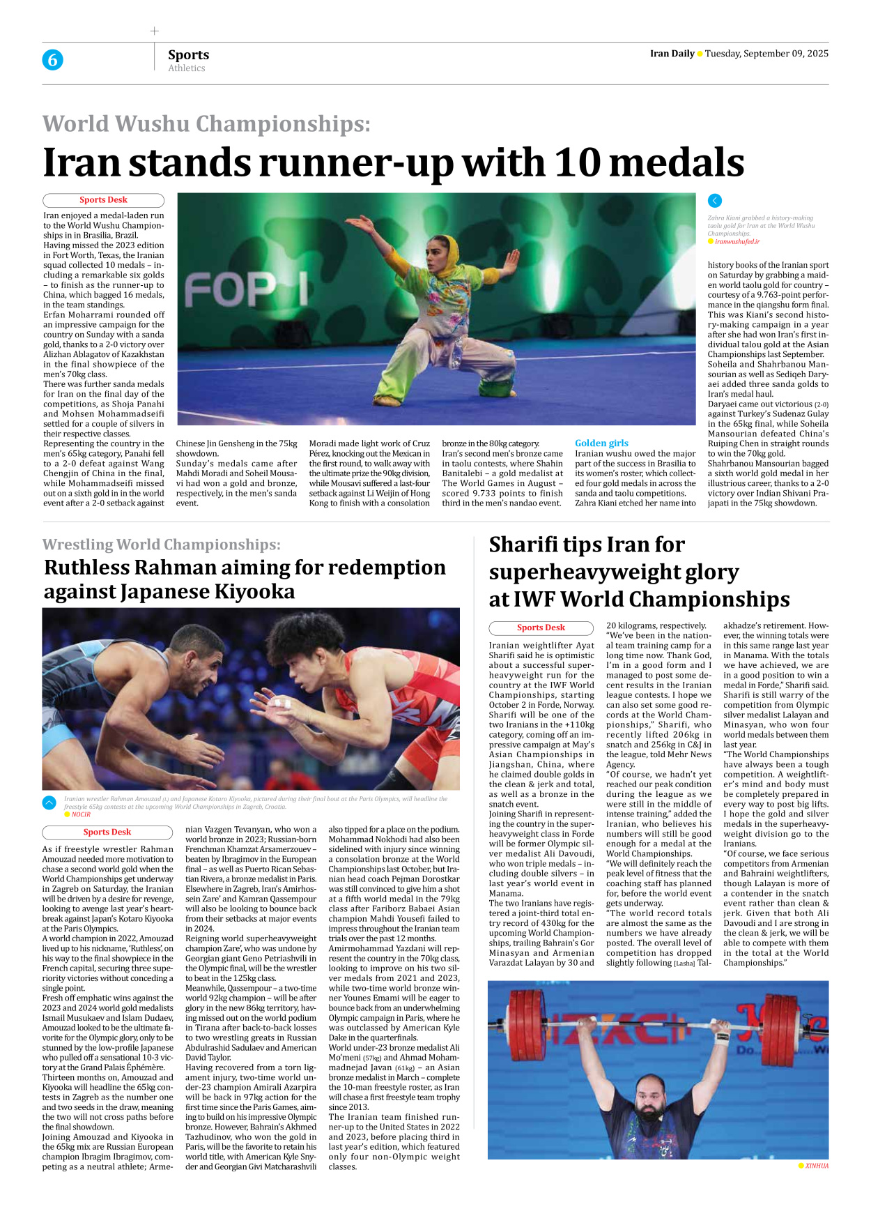 Iran Daily - Number Seven Thousand Nine Hundred and Twenty Three - 09 September 2025 - Page 6