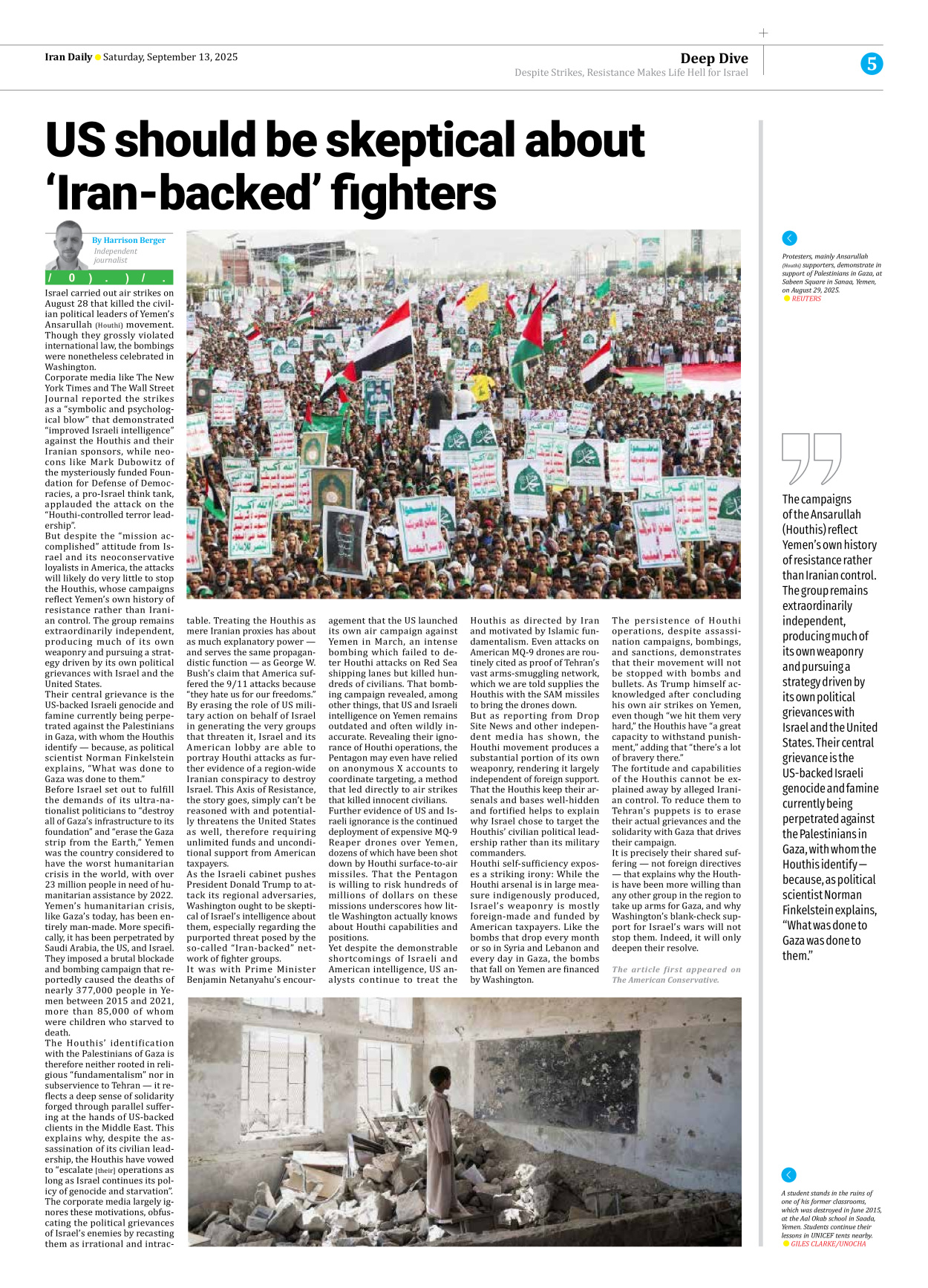Iran Daily - Number Seven Thousand Nine Hundred and Twenty Four - 13 September 2025 - Page 5