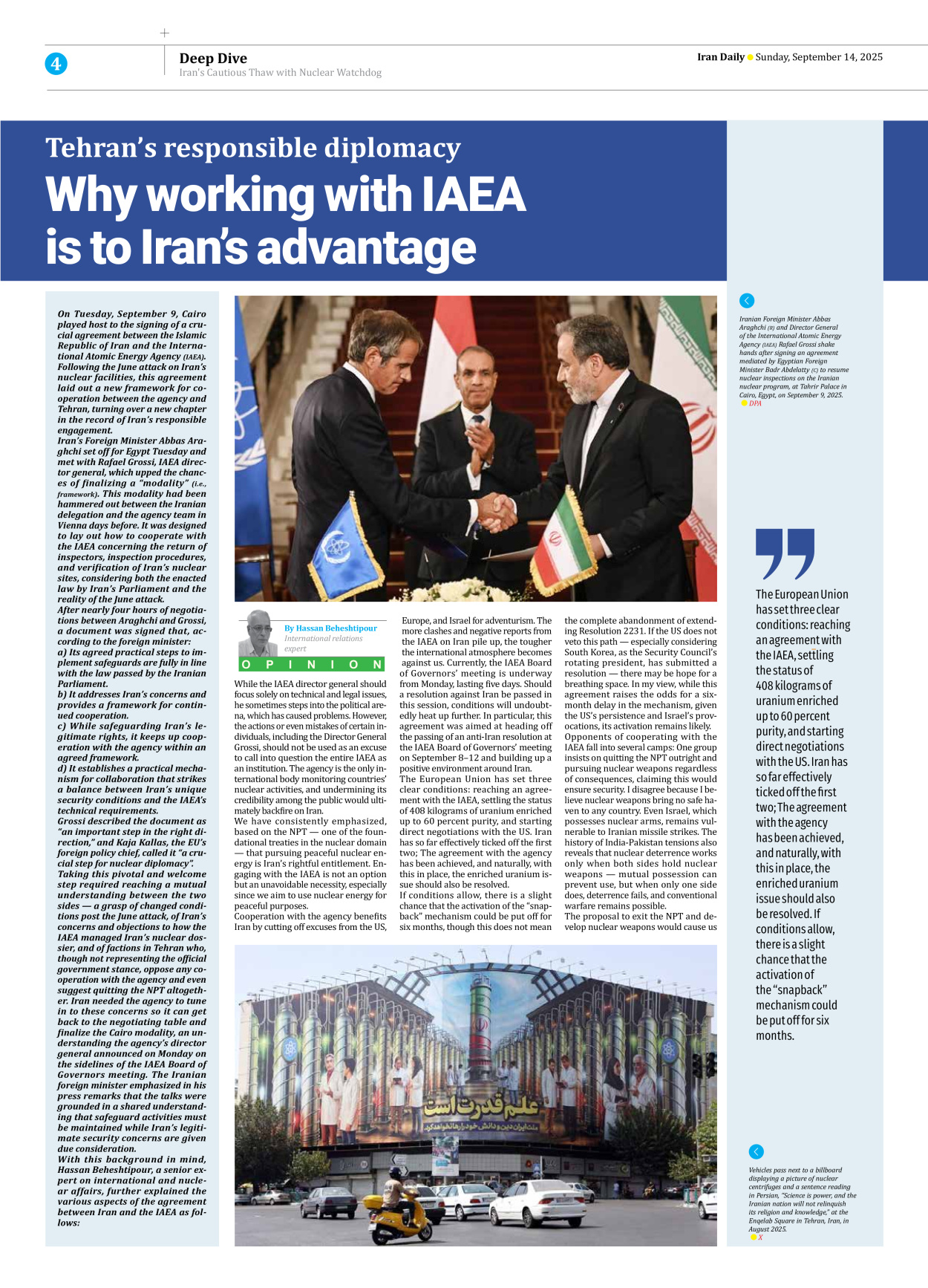 Iran Daily - Number Seven Thousand Nine Hundred and Twenty Five - 14 September 2025 - Page 4