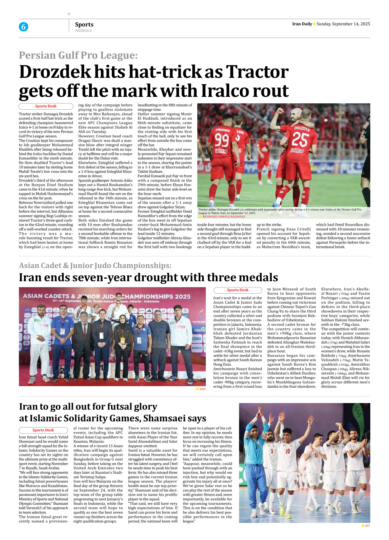 Iran Daily - Number Seven Thousand Nine Hundred and Twenty Five - 14 September 2025 - Page 6
