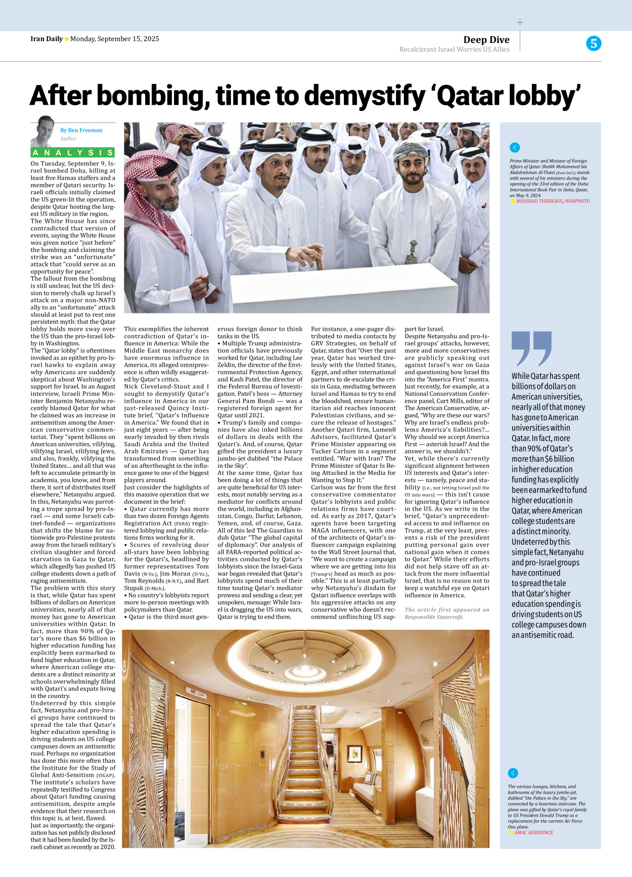 Iran Daily - Number Seven Thousand Nine Hundred and Twenty Six - 15 September 2025 - Page 5