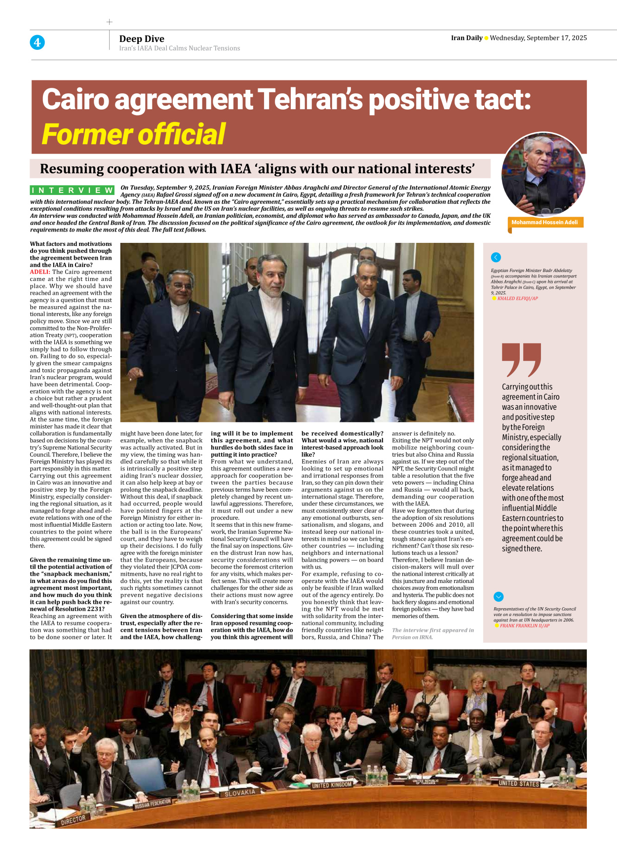 Iran Daily - Number Seven Thousand Nine Hundred and Twenty Eight - 17 September 2025 - Page 4
