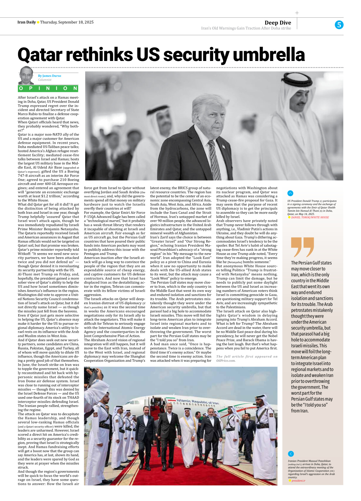 Iran Daily - Number Seven Thousand Nine Hundred and Twenty Nine - 18 September 2025 - Page 5