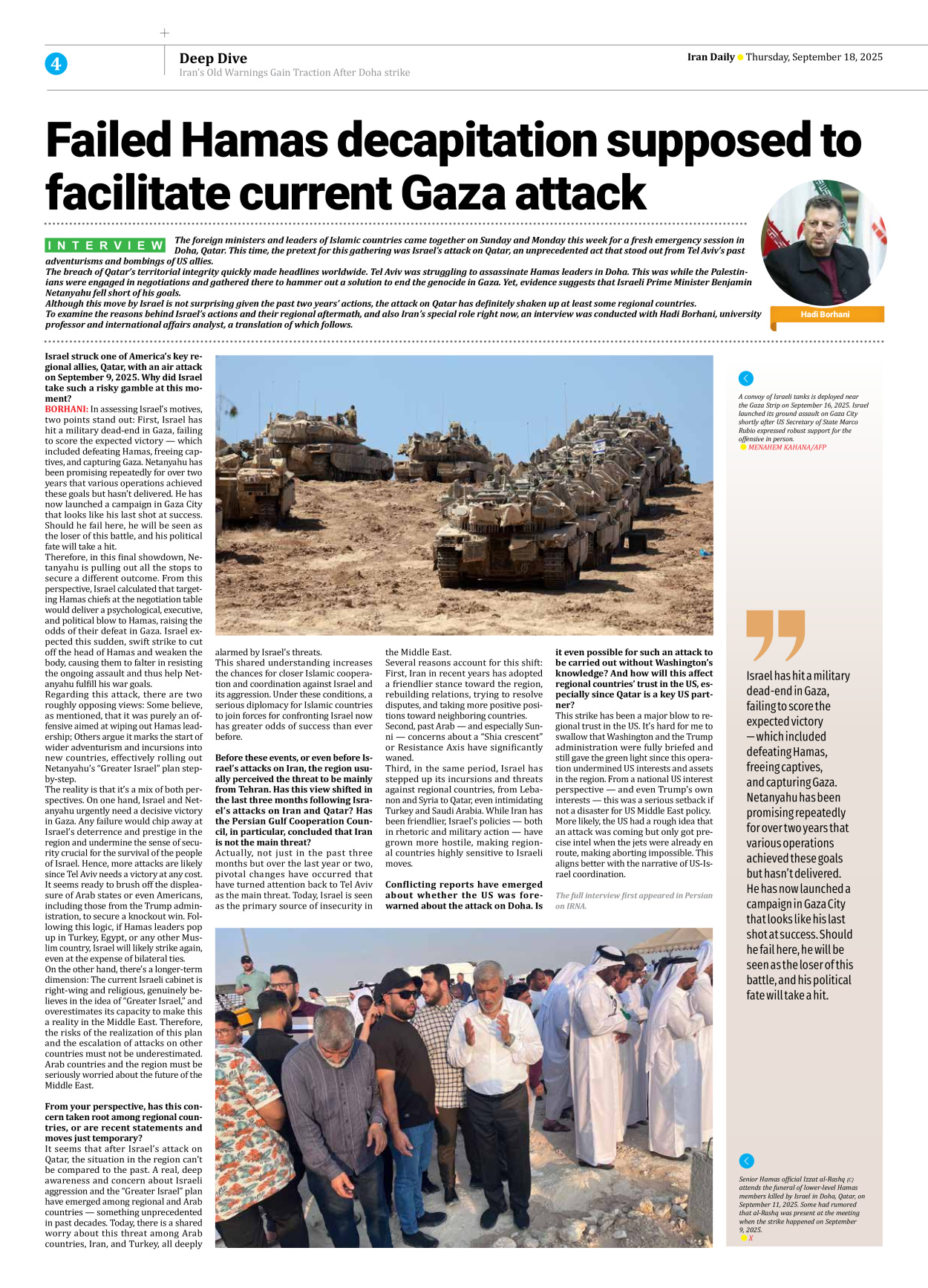 Iran Daily - Number Seven Thousand Nine Hundred and Twenty Nine - 18 September 2025 - Page 4