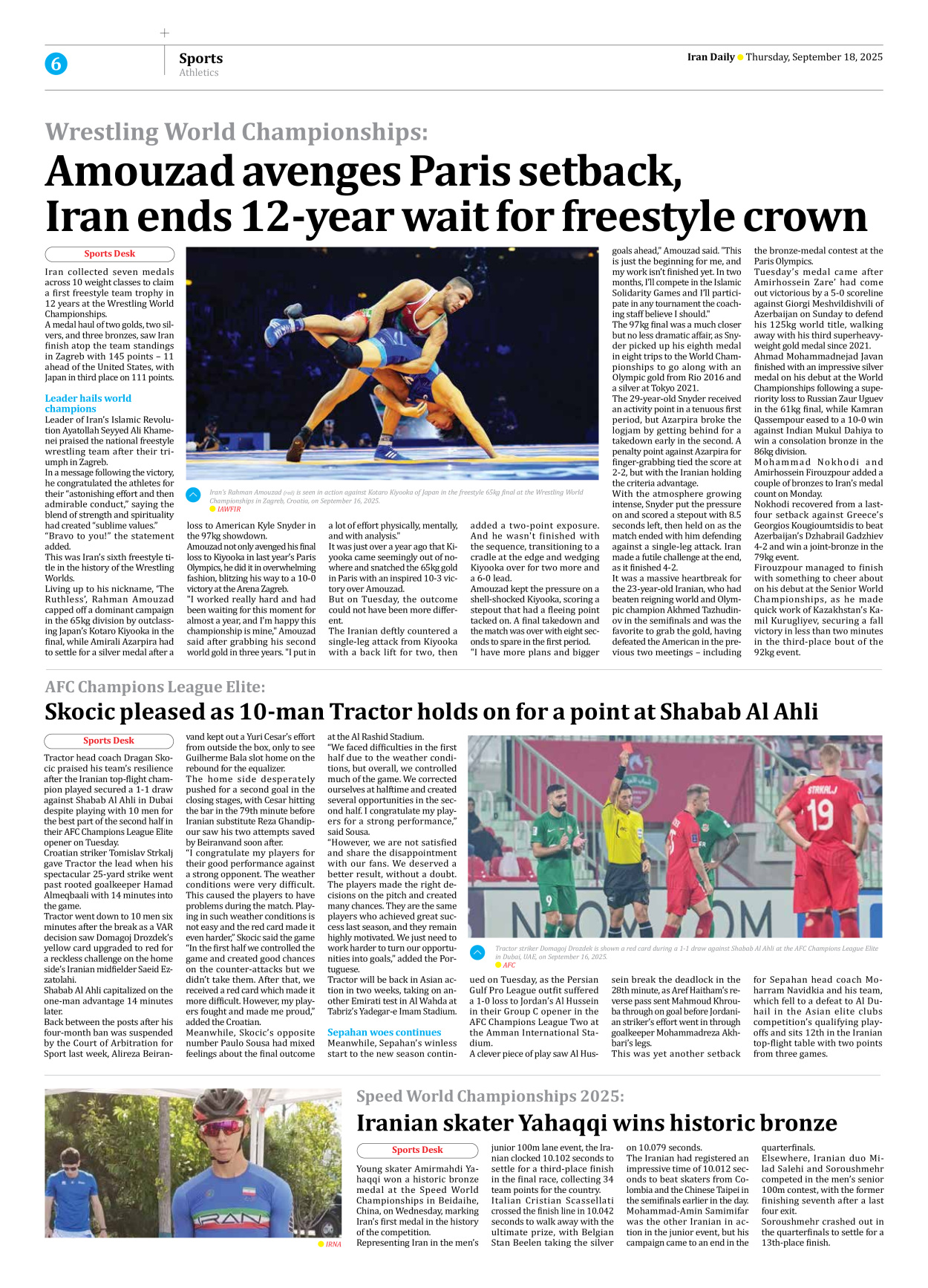 Iran Daily - Number Seven Thousand Nine Hundred and Twenty Nine - 18 September 2025 - Page 6