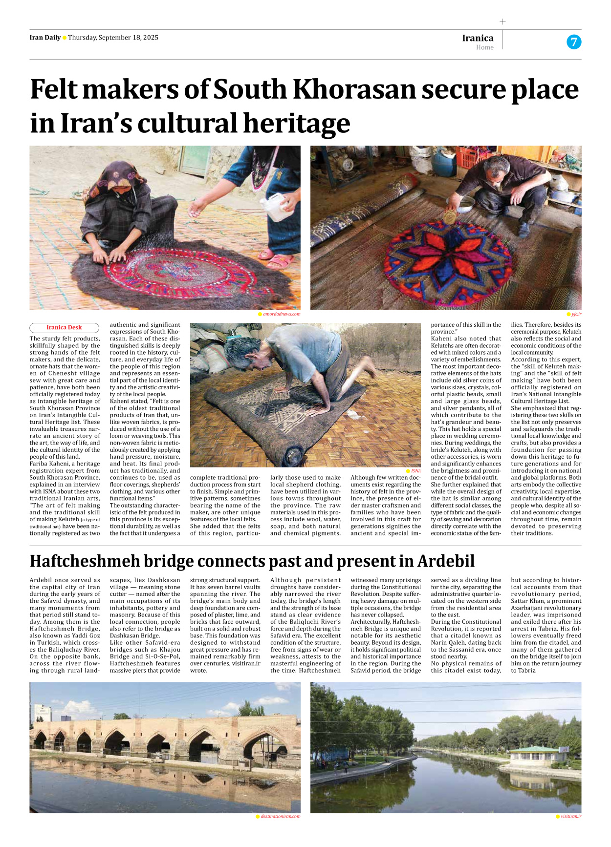 Iran Daily - Number Seven Thousand Nine Hundred and Twenty Nine - 18 September 2025 - Page 7