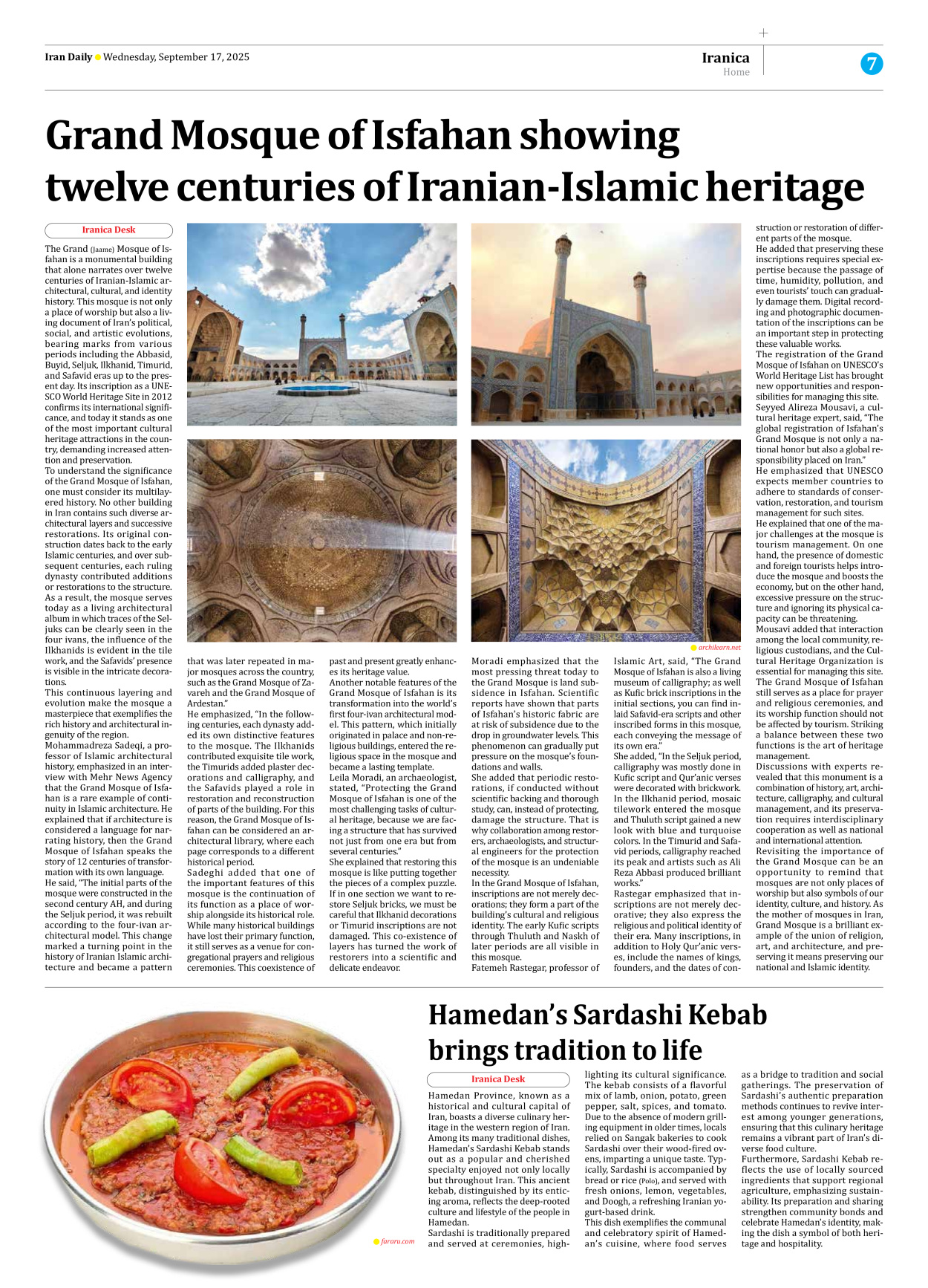 Iran Daily - Number Seven Thousand Nine Hundred and Twenty Eight - 17 September 2025 - Page 7