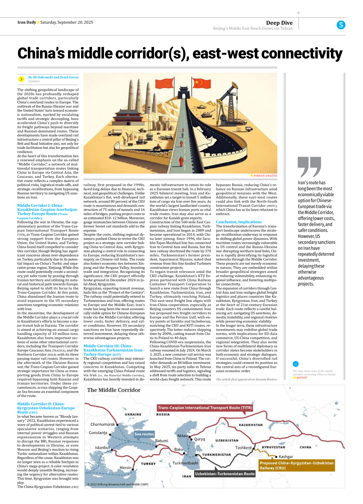 Iran Daily - Number Seven Thousand Nine Hundred and Thirty - 20 September 2025 - Page 5
