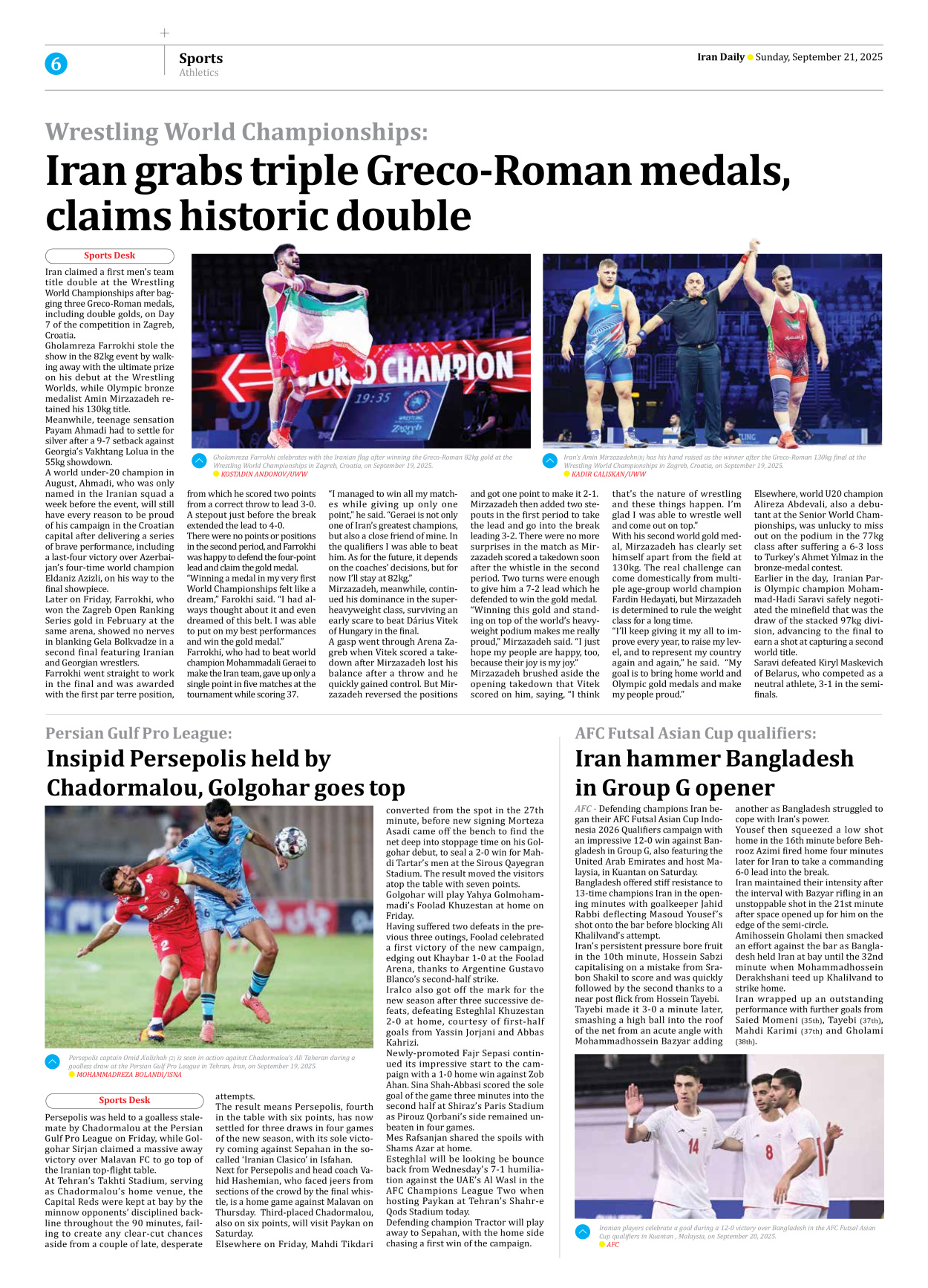Iran Daily - Number Seven Thousand Nine Hundred and Thirty One - 21 September 2025 - Page 6