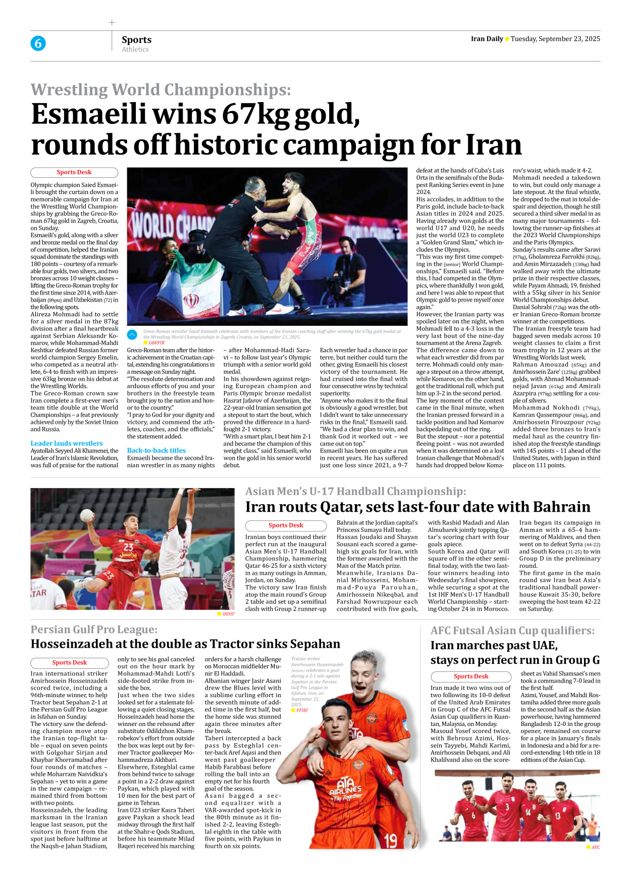 Iran Daily - Number Seven Thousand Nine Hundred and Thirty Three - 23 September 2025 - Page 6