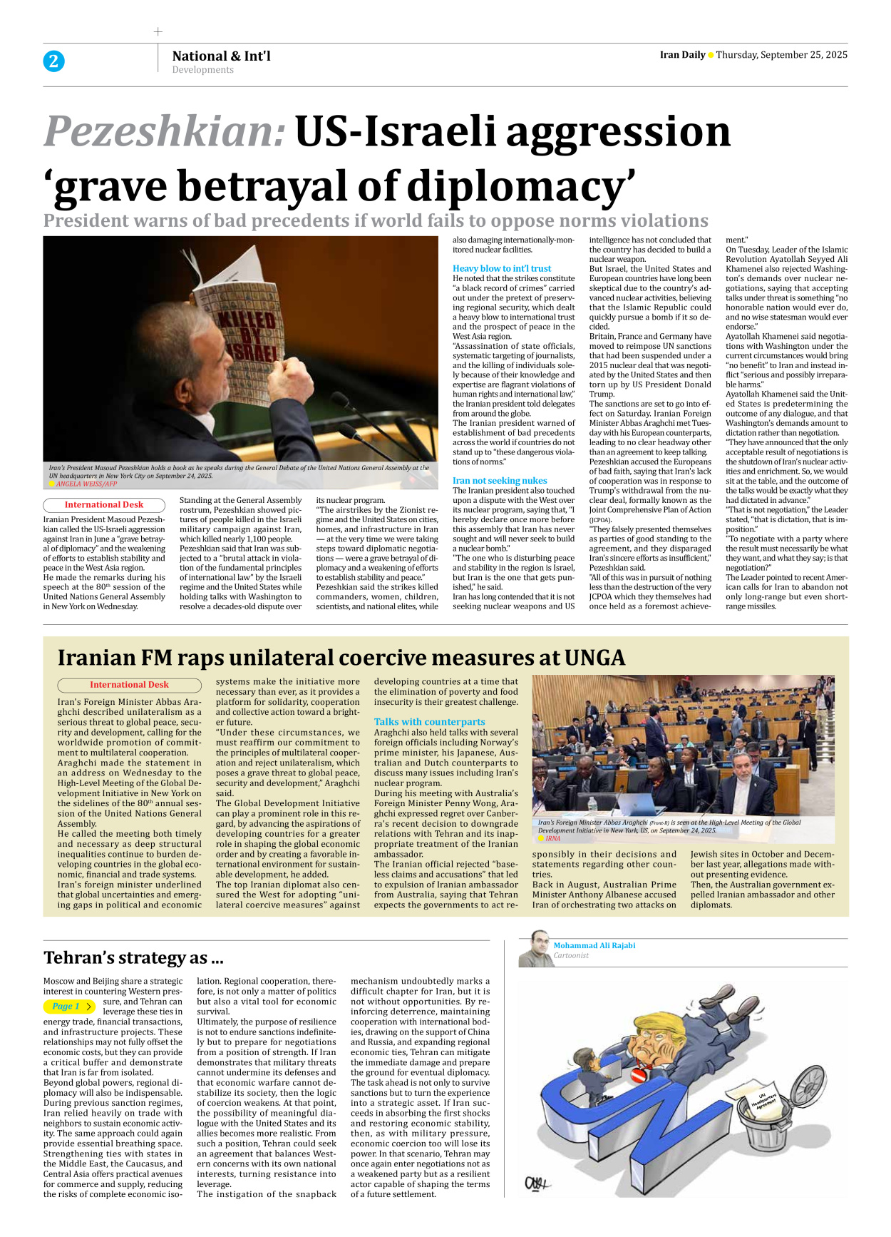 Iran Daily - Number Seven Thousand Nine Hundred and Thirty Five - 25 September 2025 - Page 2